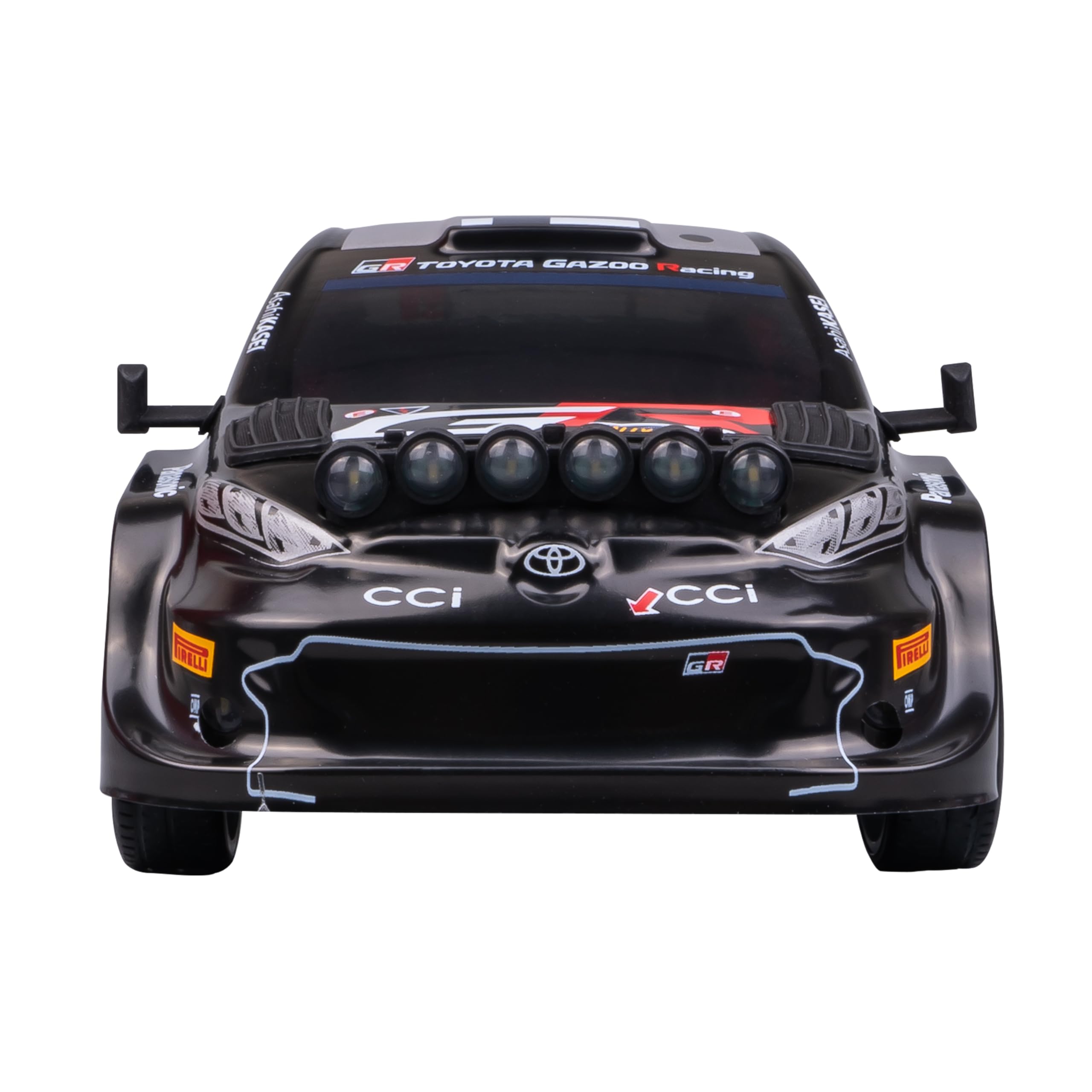 Nikko RC Night Mode RC Toyota GAZOO Racing Sweden Rally 2024 Kalle ROVANPERA LED Race Lights Remote Control Car, 25cm, 2.4GHz Remote Control, 40m Range, 6 Years, Black, 10652, Batteries Not Included
