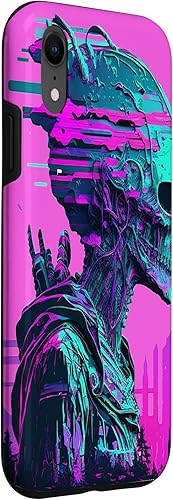 Vista 18 de iPhone 14 Pro Max Cool Retro Alien Sunset Tropical Trippy Vaporwave Sky Art Case