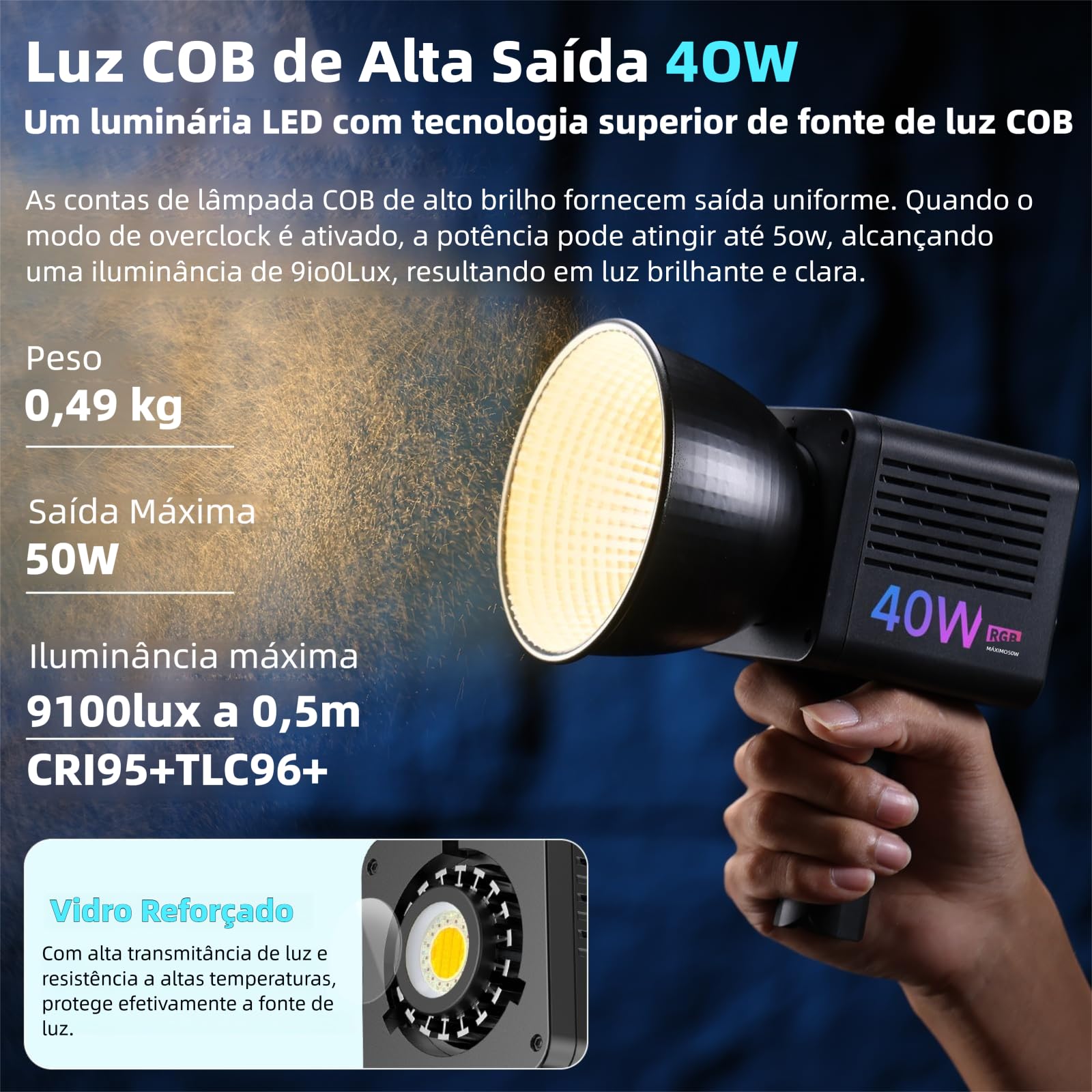 ULANZI 40W Pro RGB Luz de Vídeo LED Portátil Bateria 3400mAh