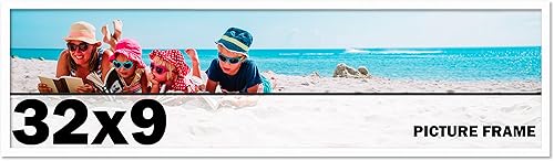 Marco de fotos de madera maciza blanca de 32 x 9 pulgadas, incluye protector contra roturas de acrílico UV, tablero de respaldo de espuma libre de Marco de fotos de madera maciza blanca de 32 x 9 pulgadas, incluye protector contra roturas de acrílico UV, tablero de respaldo de espuma libre de