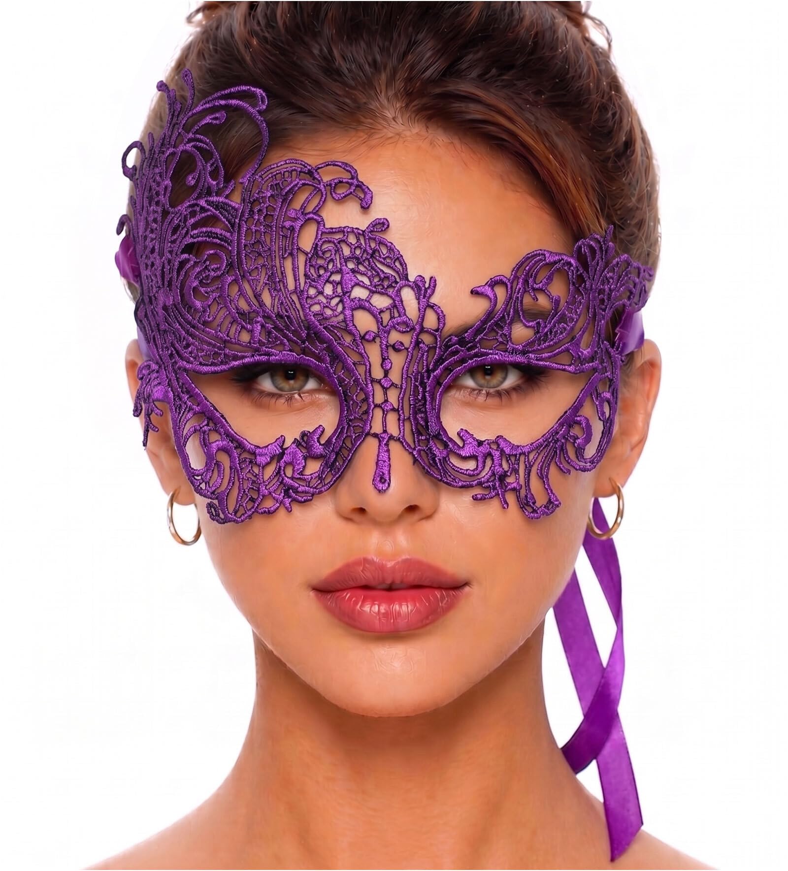Luxury Mask Masquerade Mask For Women Sexy Lace Masquerade Masks for Halloween, Proms, Venetian Party, Mardi Gras, Purple, One Size โ image 1