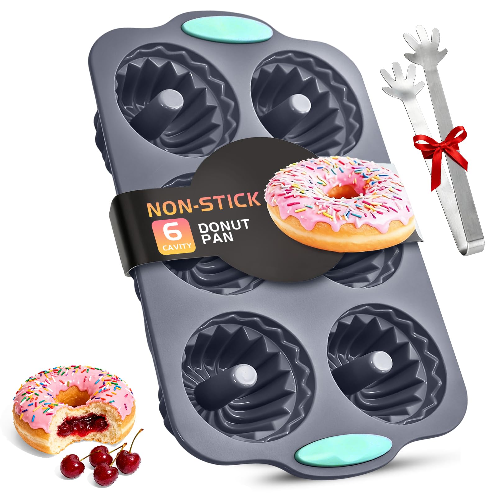 Wreath Donut Ice Cube Moulds, 6 Cavity Silicone Ice Cube Maker Fluted Cake Tin, Nonstick Fluted Cake pan for Baking, DIY Gadgets for Cake Chocolate Food Baking