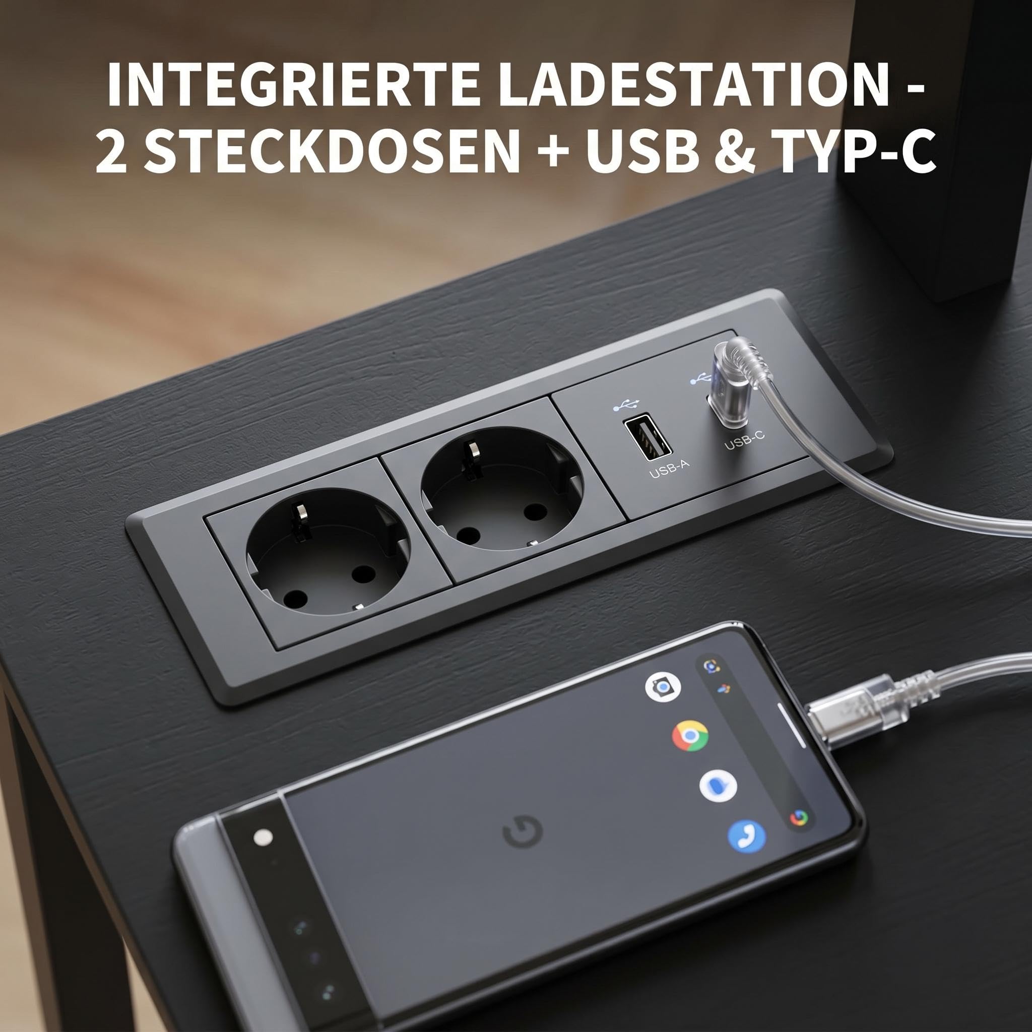 Garvee L-Förmiger Eckschreibtisch mit LED-Beleuchtung & Steckdosen,124 cm Computertisch mit 2-Stufigem Regal &Monitorständer,Gaming Schreibtisch mit CPU-Halter & Kopfhörerhaken für Home Office,Schwarz