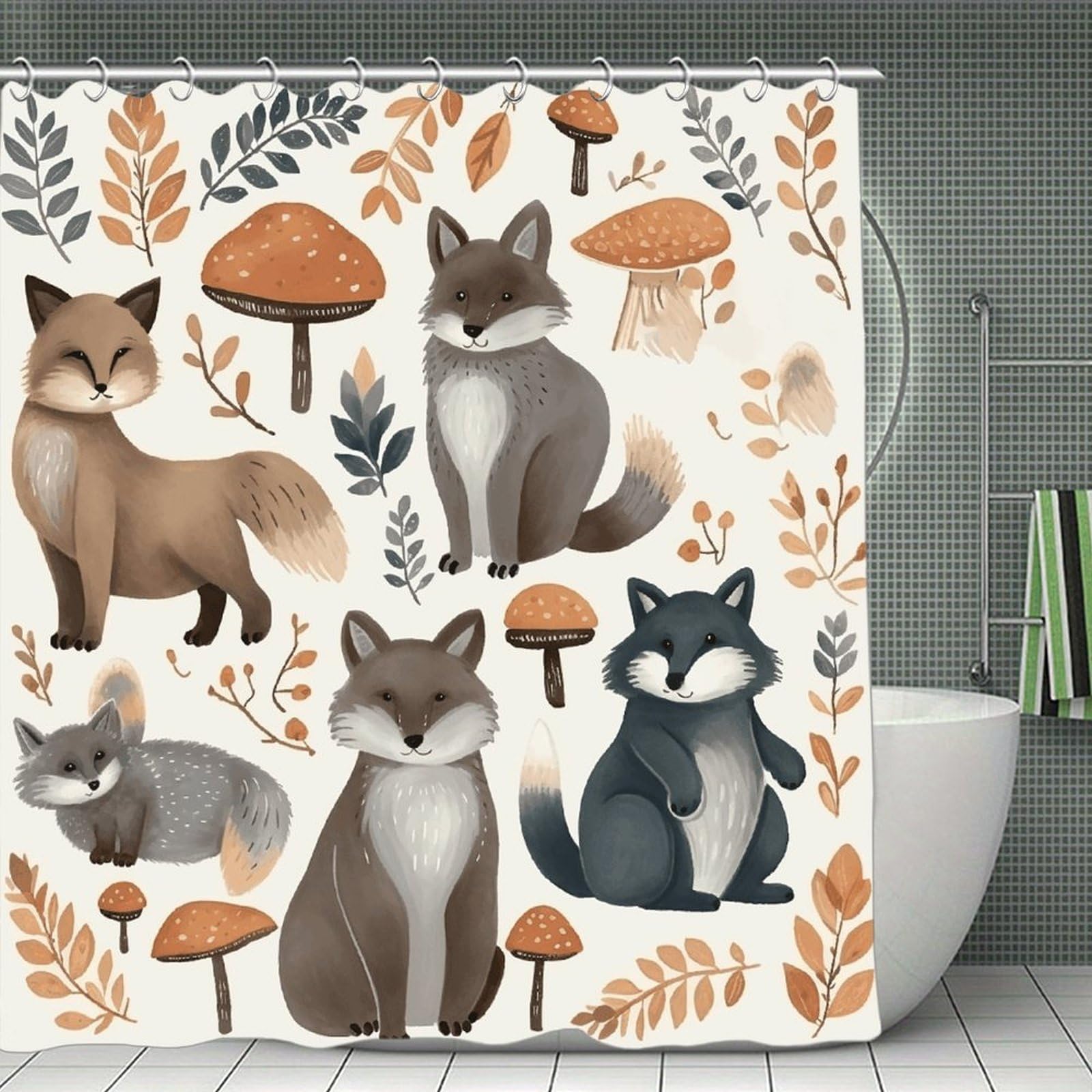 VstaDank Woodland Raccoon Animals Bath Curtain Elegant Heavy Duty Shower Curtains 70x70 in Rustic Farmhouse Cloth Shower Curtains Neutral Modern Bath Curtain for Bathroom