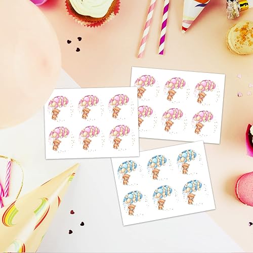 Miniatura 4 de Suministros para fiesta de revelación de género para bebé, juegos de revelación de género, tablero de votación con soporte, 48 calcomanías de oso