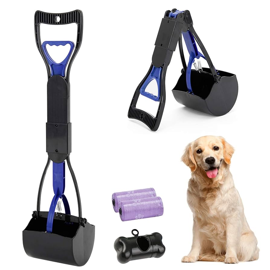 Dog Pooper Scooper With Long Handle, 23.6"/60cm Easy Squeeze