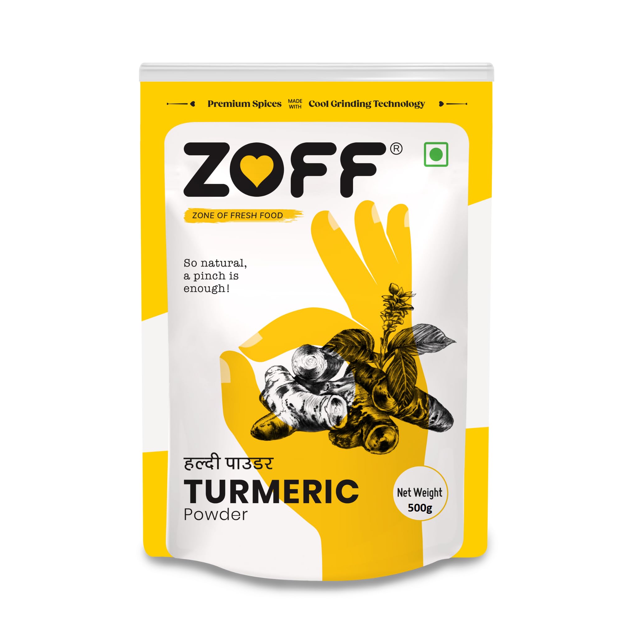 Zoff Turmeric Powder, Fresh Haldi Powder | Pasupu Podi, Chemical Free & Pesticides Free, Rich Flavour With No Preservativ | Premium Zip Lock Pouch | Net Weight - 500 Gm (B082WF3482) Amazon Price History, Amazon Price Tracker