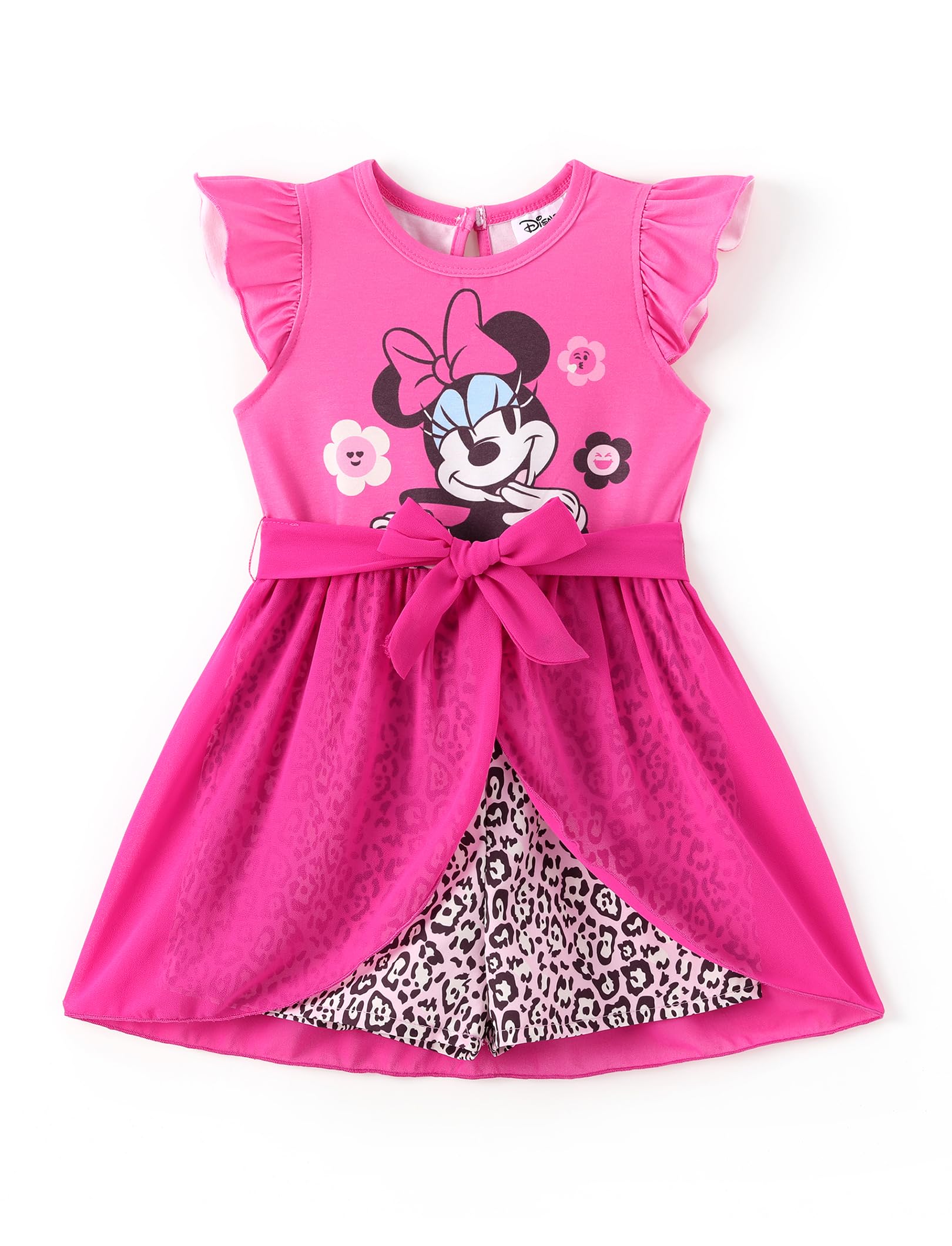 Disney Princess Frozen Elsa Minnie Mouse Stitch Toddler Girl Romper With Skirt Overlay Summer Jumpsuit with Bow 2-6 Years