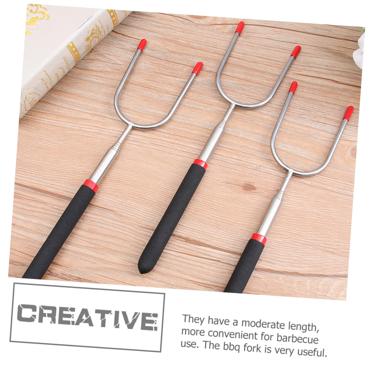 BESPORTBLE 6pezzi Forchette Da Barbecue Telescopiche Inossidabile Strumenti Per Grigliate Per Feste e Campeggo Manici Antiscottatura
