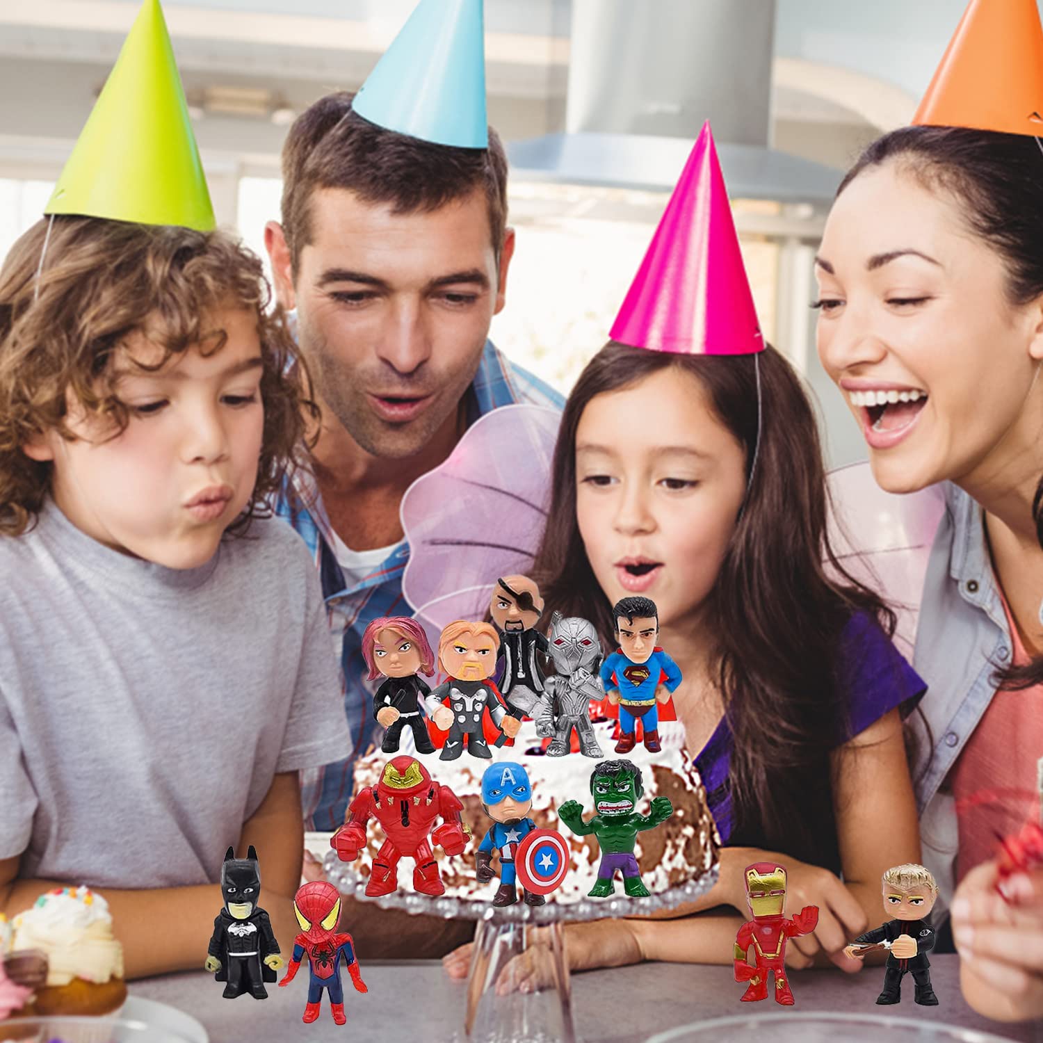 Set De 6 Mini Figuras Para Decorar Tartas - Cumpleaños, Fiestas Temáticas, Material ABS, Altura 7 Cm