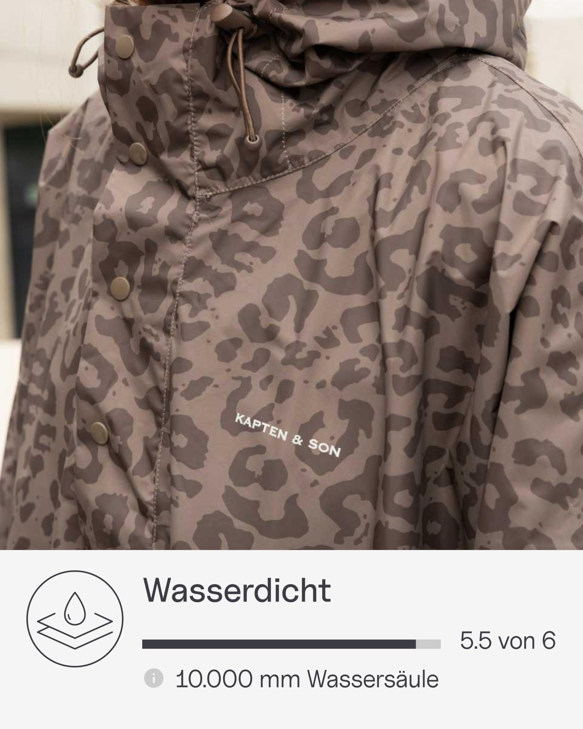 Kapten & Son Rechenponcho All Black, Sandstone, Leo Dark Brown | Regenjacke Unisex