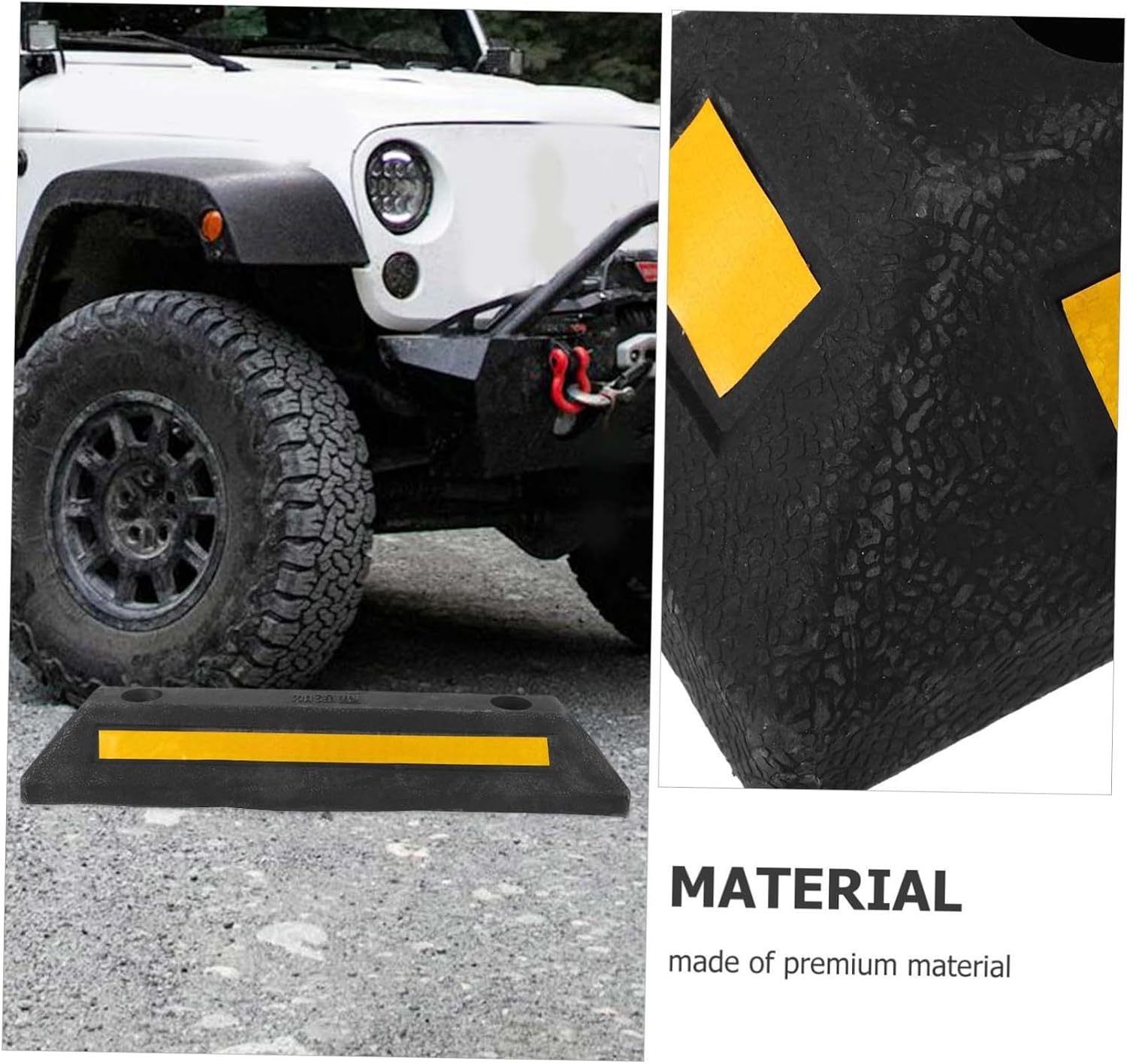 Heavy Duty Rubber Garage Wheel Stopper 20 Inch with Reflective Tape
