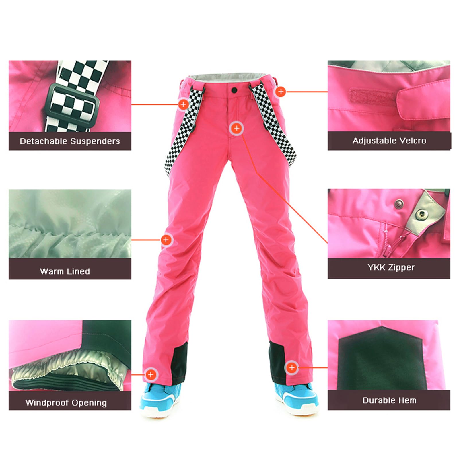 ALSOGO Damen Skianzug Schneeanzug Winddicht Wasserdicht Skifahren Snowboardjacke Trägerhose Set Zum Skifahren Snowboarden Klettern