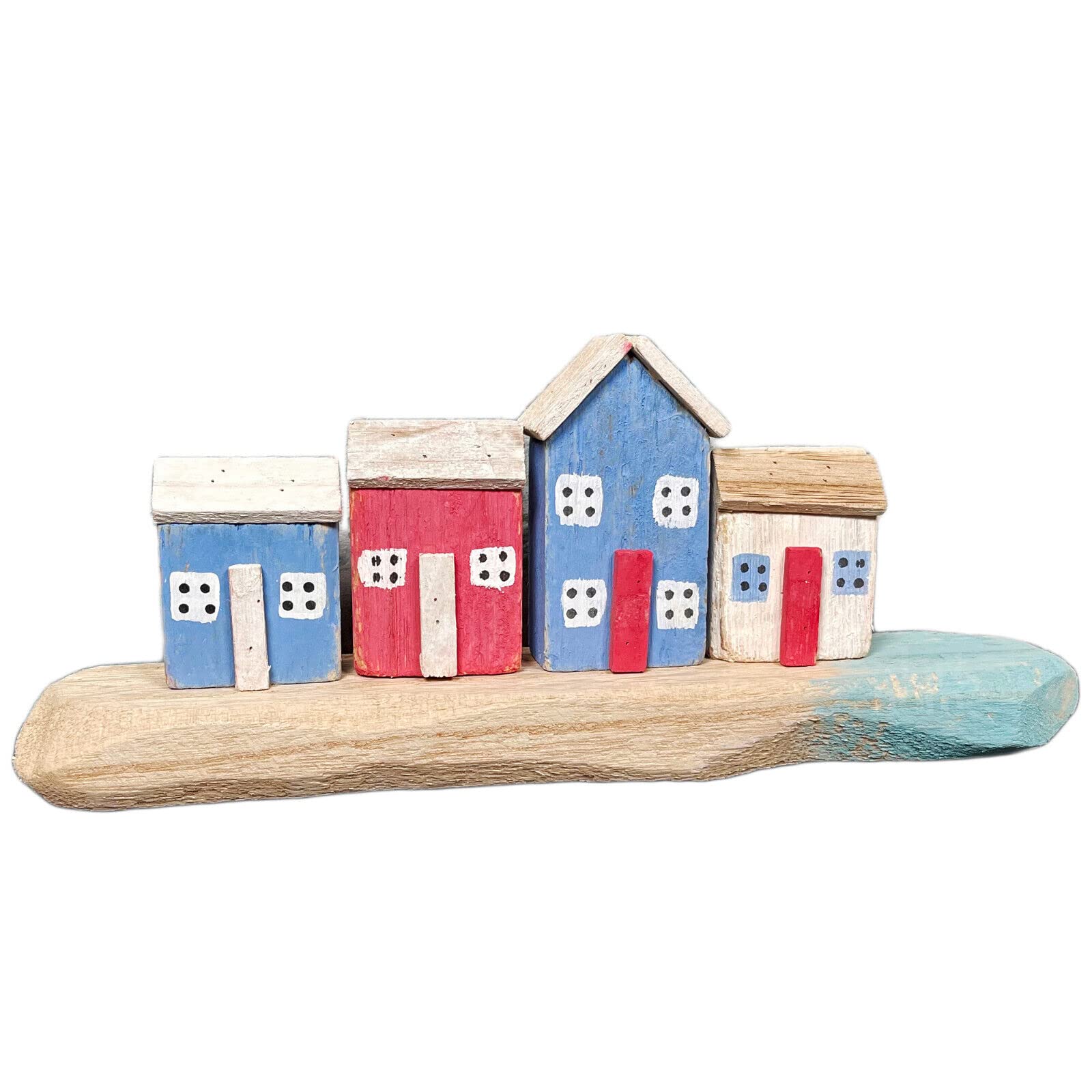 Darthome Pink, White Wooden Harbour Houses Ornament Rustic Driftwood Cottages Seaside Bathroom Decor
