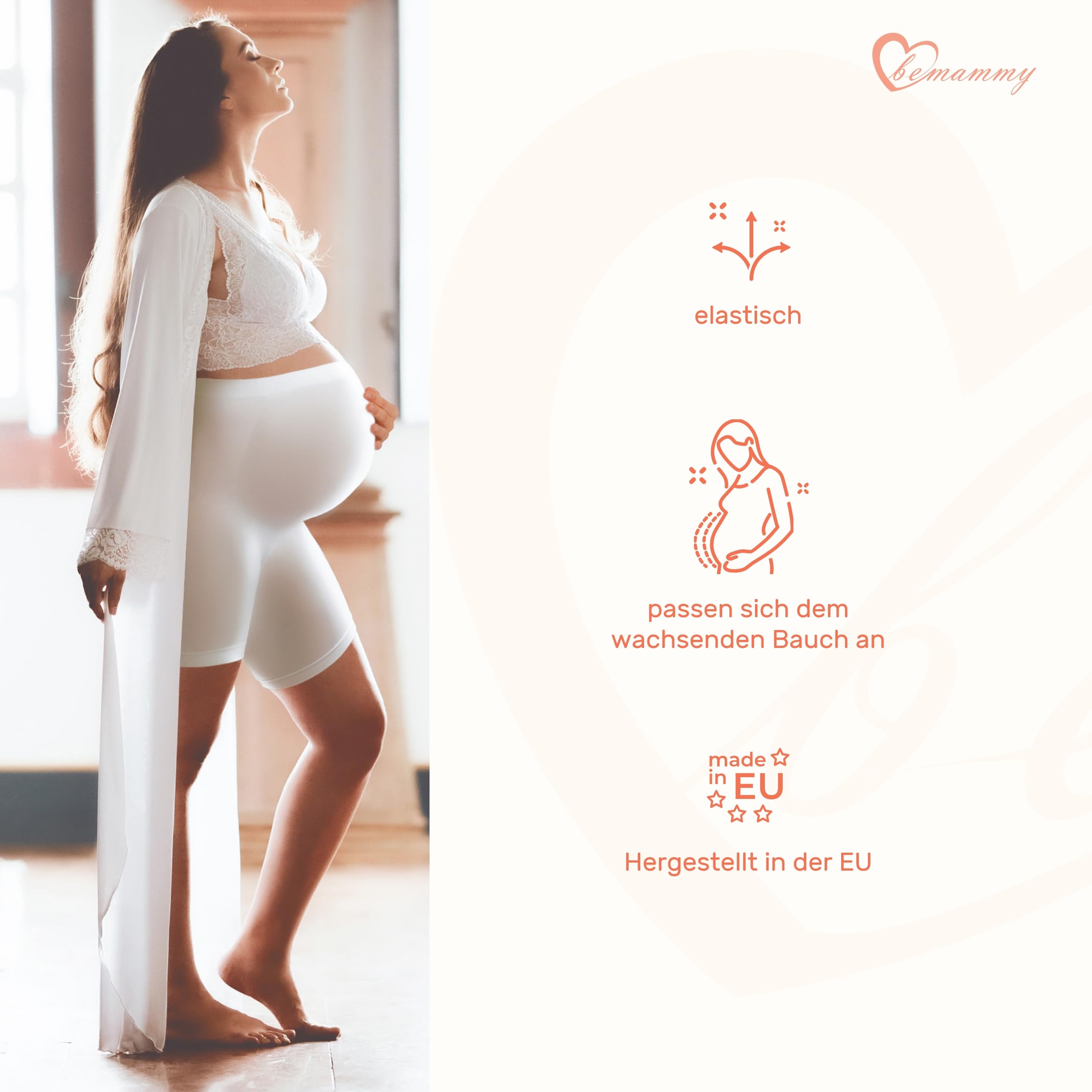 Be Mammy Damska moda ciążowa, wysoka talia, szorty ciążowe bez bocznych szwów, bielizna ciążowa 06 15
