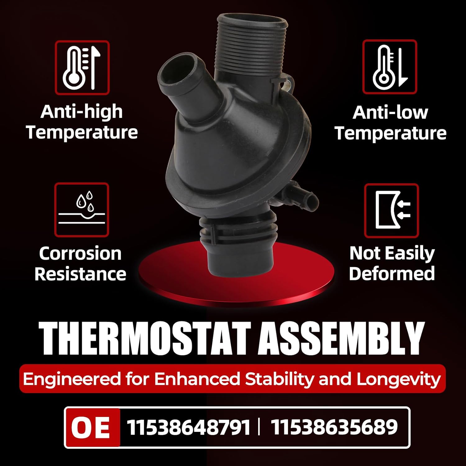 MITZONE Engine Coolant Thermostat Assembly Compatible with 2012-2016 BMW 320i 325i 328i 520i 528i X5 X4 X3 X1 428i 420i 220i 228i Replace Number 11538635689 11538636595