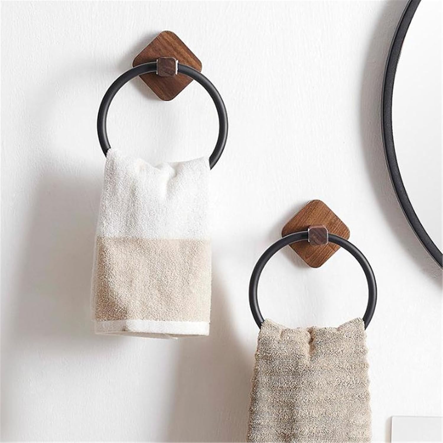 Towel Ring Creative Wooden Towel Ring Bathroom Round Rack for Bath, Kitchen, Hotel
