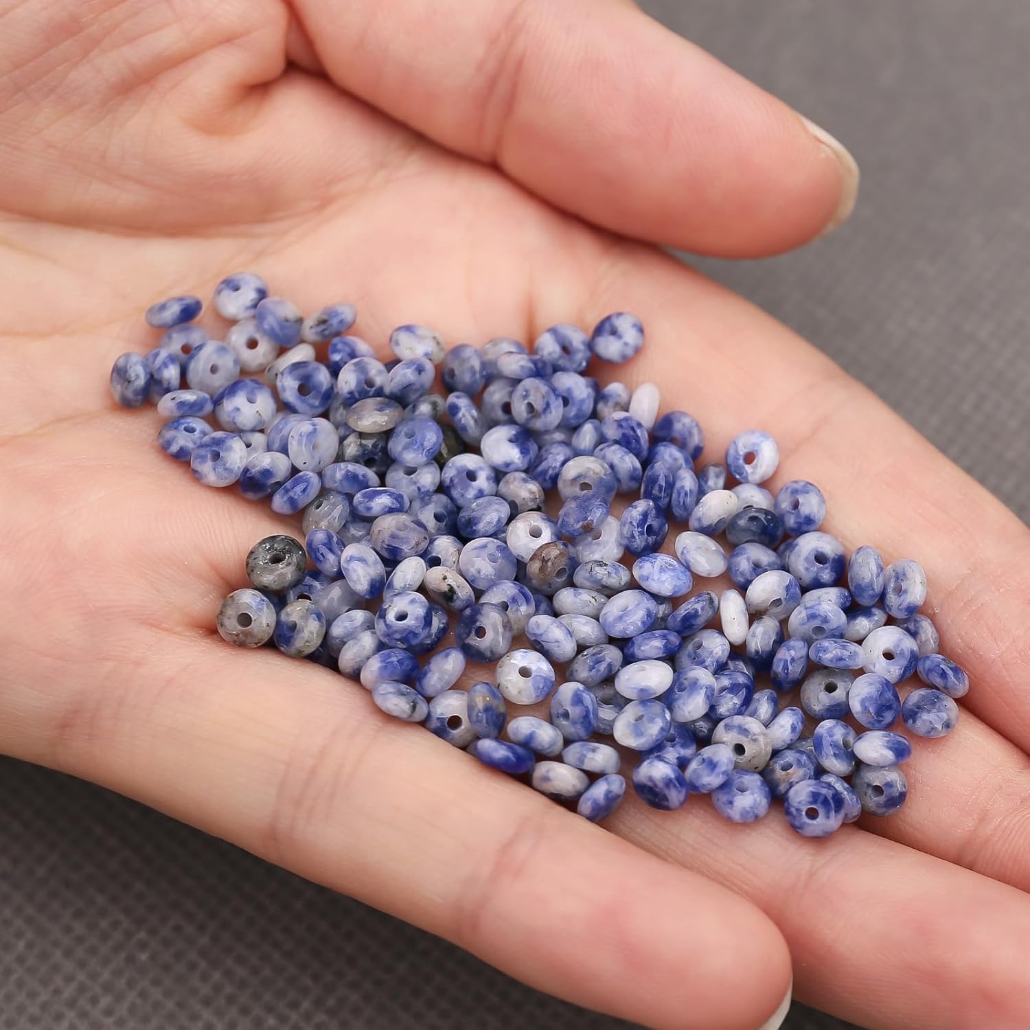 BONNY BOXX 1 Strand (150PCs) Natural 2 * 4mm Blue Dot Rondelle Beads, Natural Abacus Disk Stone Beads Loose Spacer Gemstone for DIY Bracelet Necklace Jewelry Making - Image 5