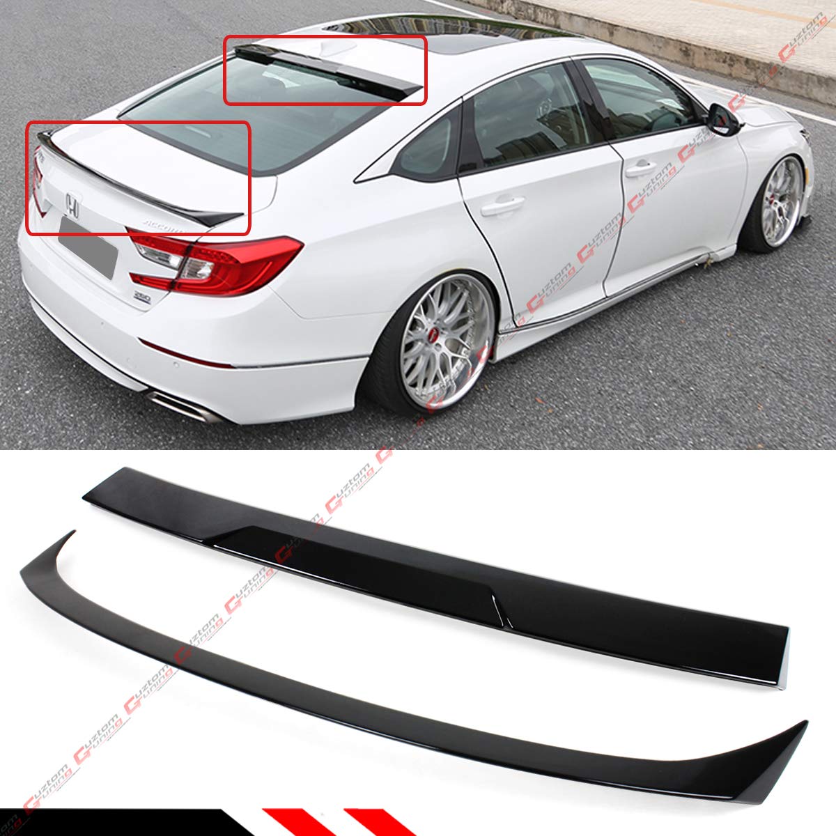 Cuztom Tuning JDM Style Painted Glossy Black Trunk Lid Spoiler + Rear