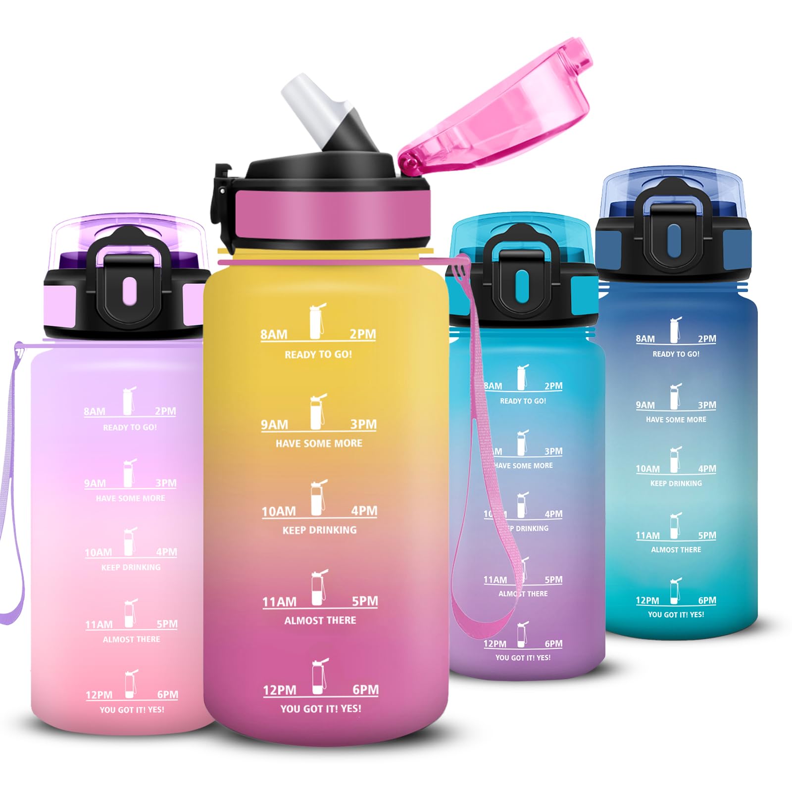 Botella Agua 1 litro, Botella Agua Gimnasio con Pajita, Diseño de Cerradura, Cantimplora, con Marcador de Tiempo, A Prueba de Fugas Cantimplora para Exteriores, Bicicleta, Gimnasio — view 10