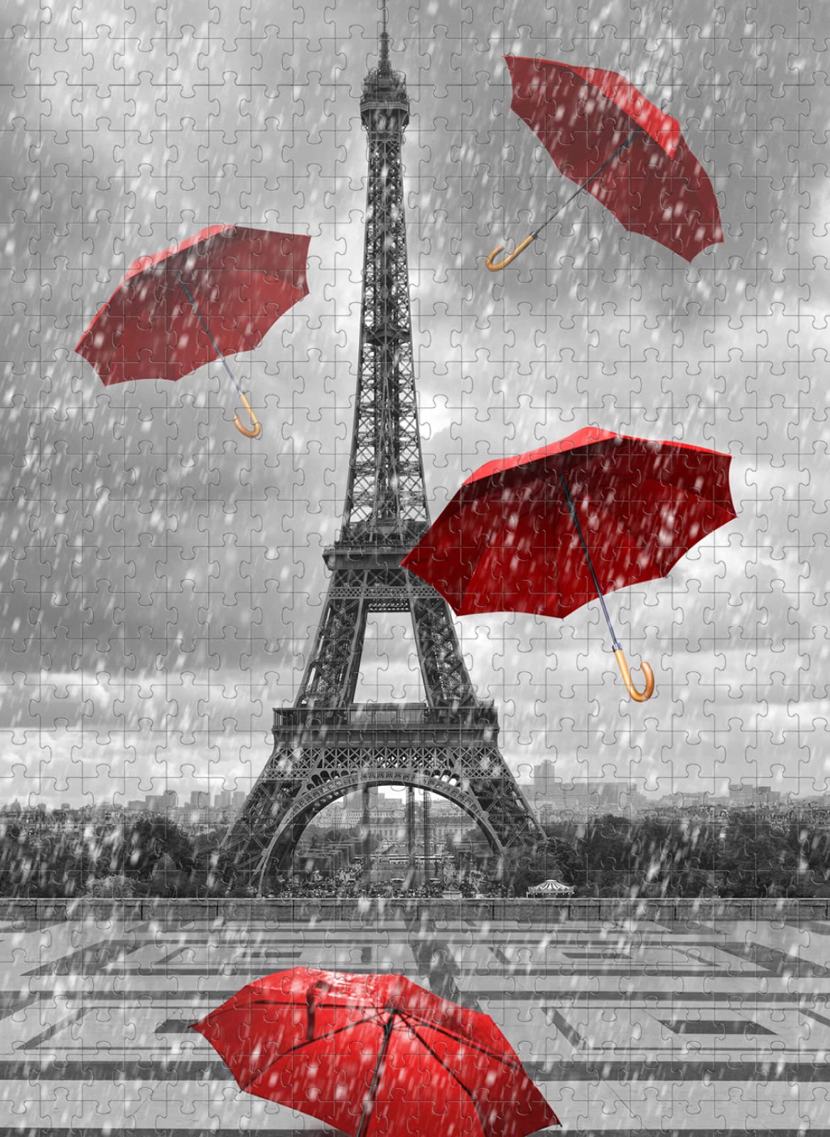 Erwachsenenpuzzle 1500 Teile Puzzle Iron Tower Red Umbrella Challenge Puzzle Set Kinderpuzzle Spiel Unterhaltungsgeschenk