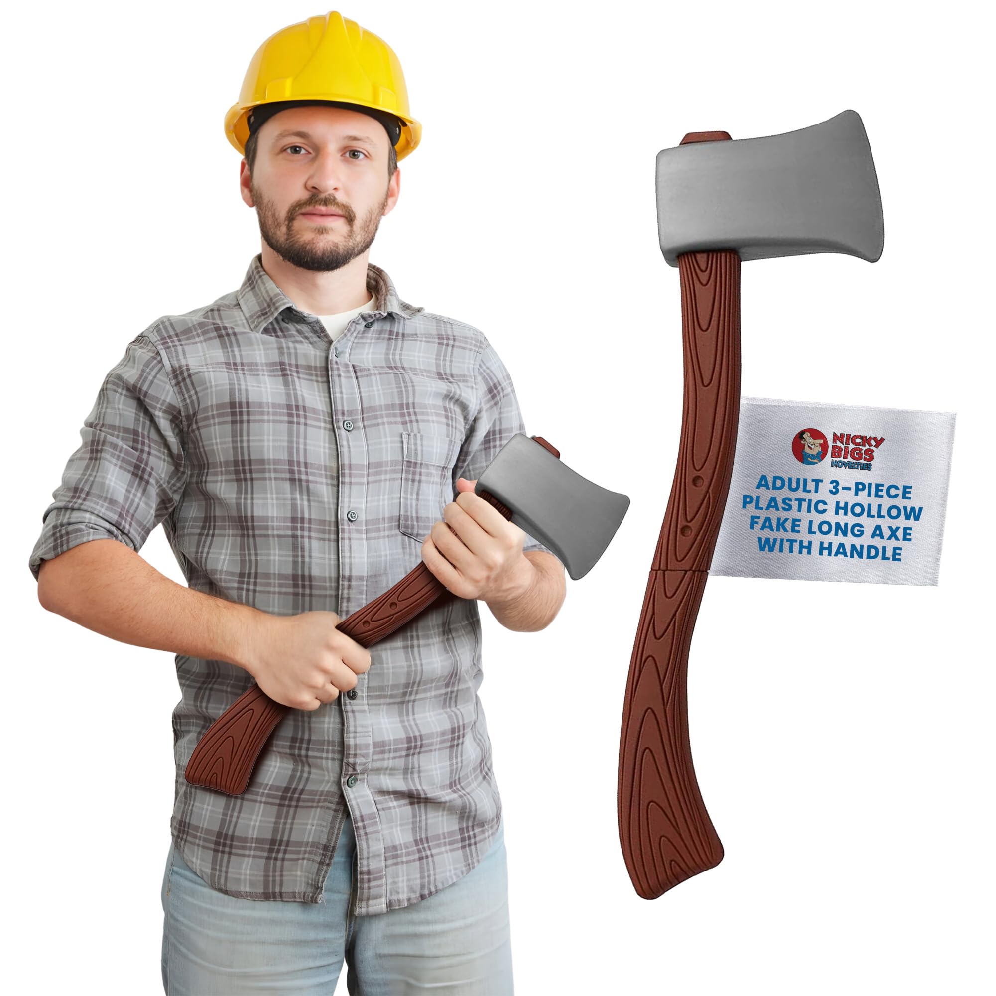 Fake Axe Prop 24 Inchs Long Lumberjack Halloween Costume Accessories Plastic Weapons Felling Ax Adults