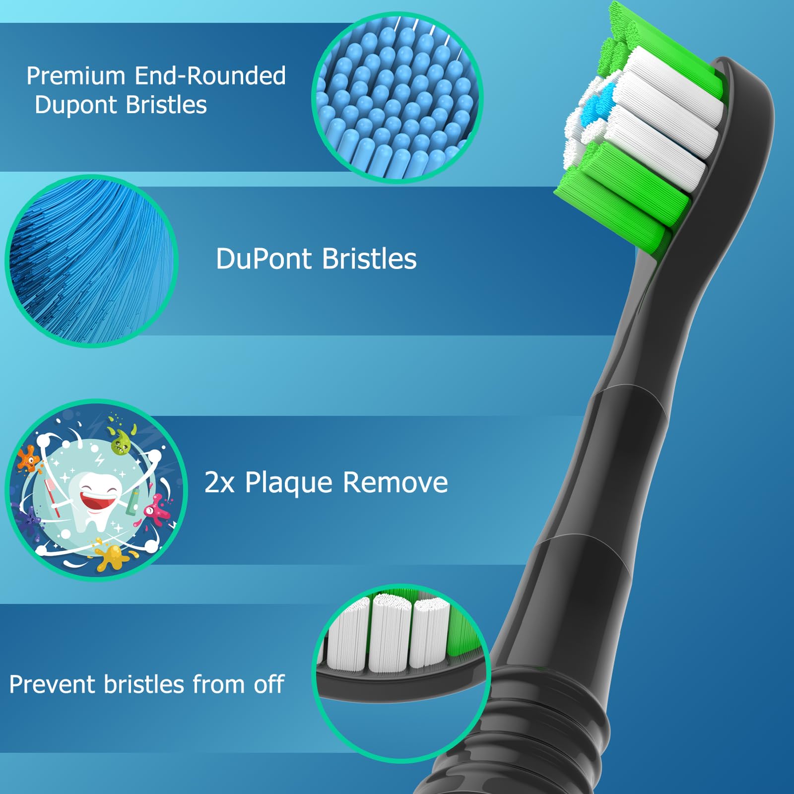 Cabezales de repuesto compatibles con cepillo de dientes eléctrico Phillips Sonicare, paquete de 16 cabezales de cepillo de dientes de repuesto para Philips Sonicare Protective Daily 4100 1100