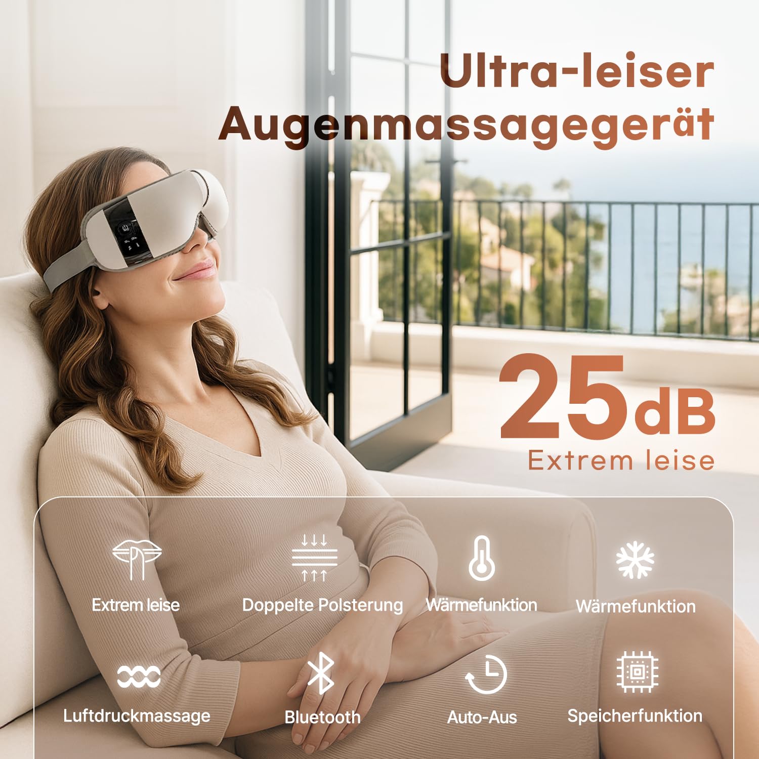 HuBDIC HubiCare Ultra Leise mit Doppel-Pad Augenmassagegerät, unter 28dB Wärme- und Kühltherapie, Luftkompressions-Augenpflegegerät für trockene Augen, Augenbelastung und Migräne-Linderung
