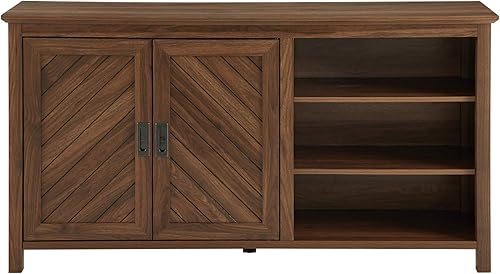 Miniatura 3 de Walker Edison Moderno aparador de buffet ranurado de madera con almacenamiento abierto, puertas de gabinete de almacenamiento para entrada, consola