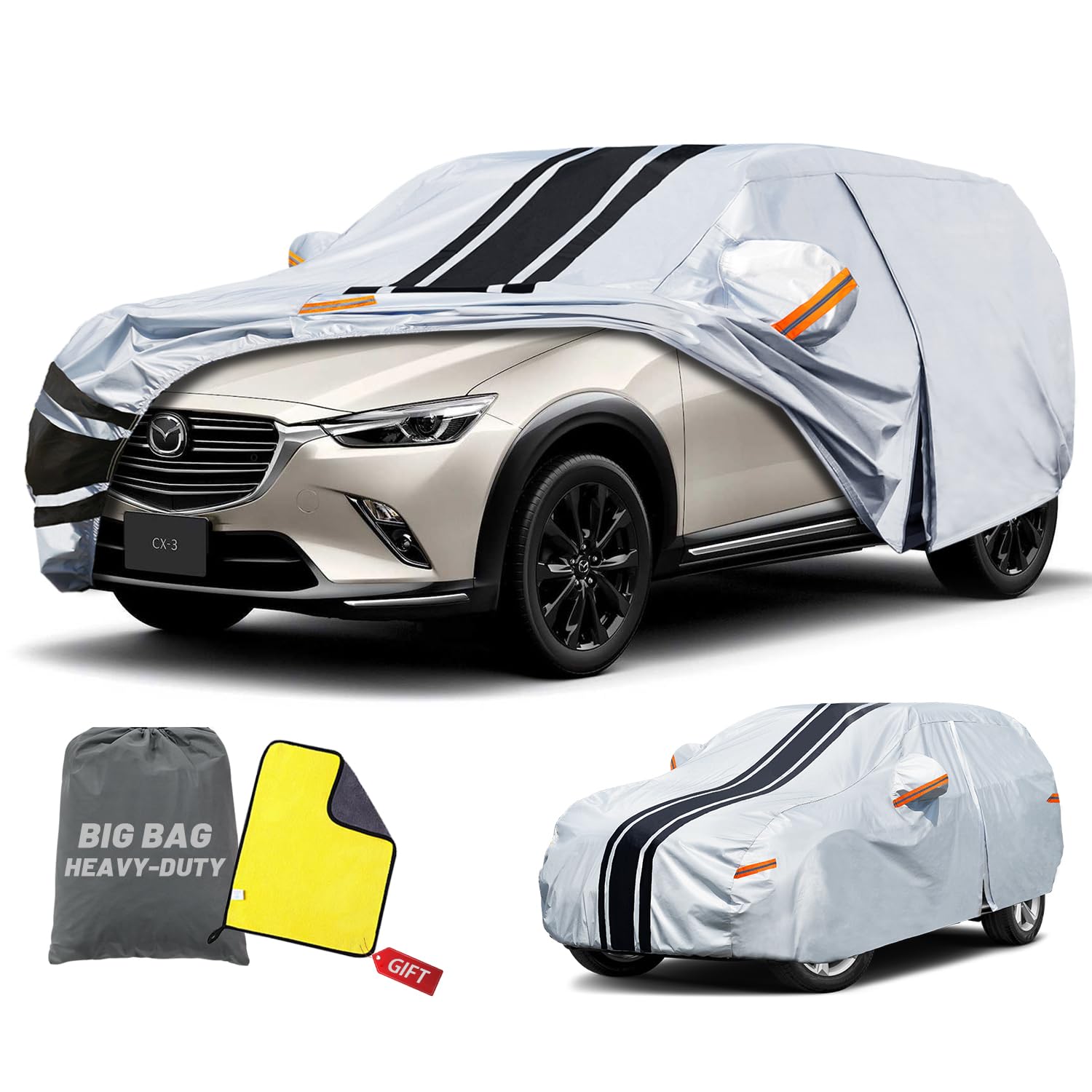 [2026 Upgrade] 10-Layer SUV Car Cover Waterproof All Weather. Outdoor Full Exterior Covers Element, CHR, Mazda CX30 CX-30,etc. Size A10 (See Size Chart)