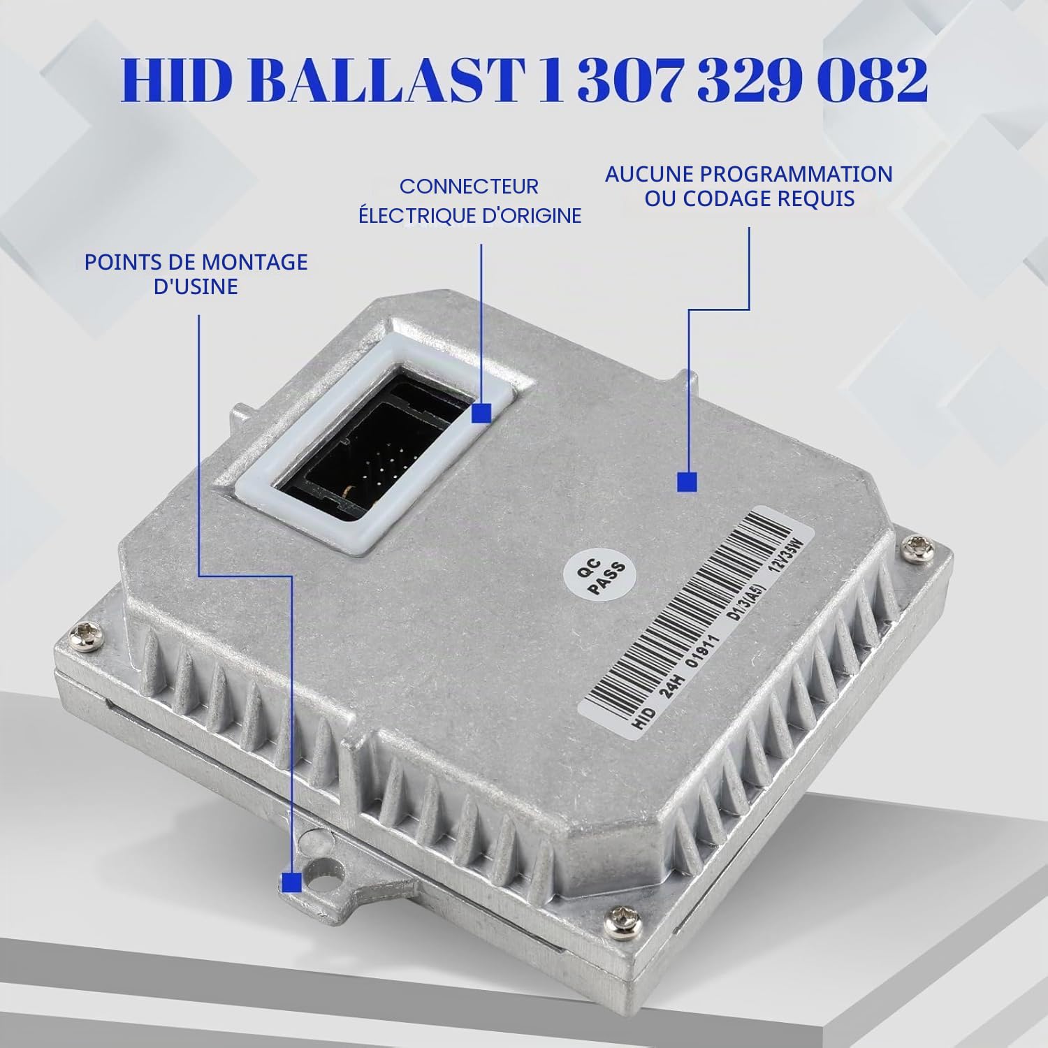 1307329082 Unité de Commande de Ballast de Phare au xénon HID de Remplacement pour A3 Golf MK5 TT Série 3 Série 6 X3 E46 E63 E83 Mini R50 R52 R53 W169 W203 Alhambra Beetle B-o-ra S-ha-r-an