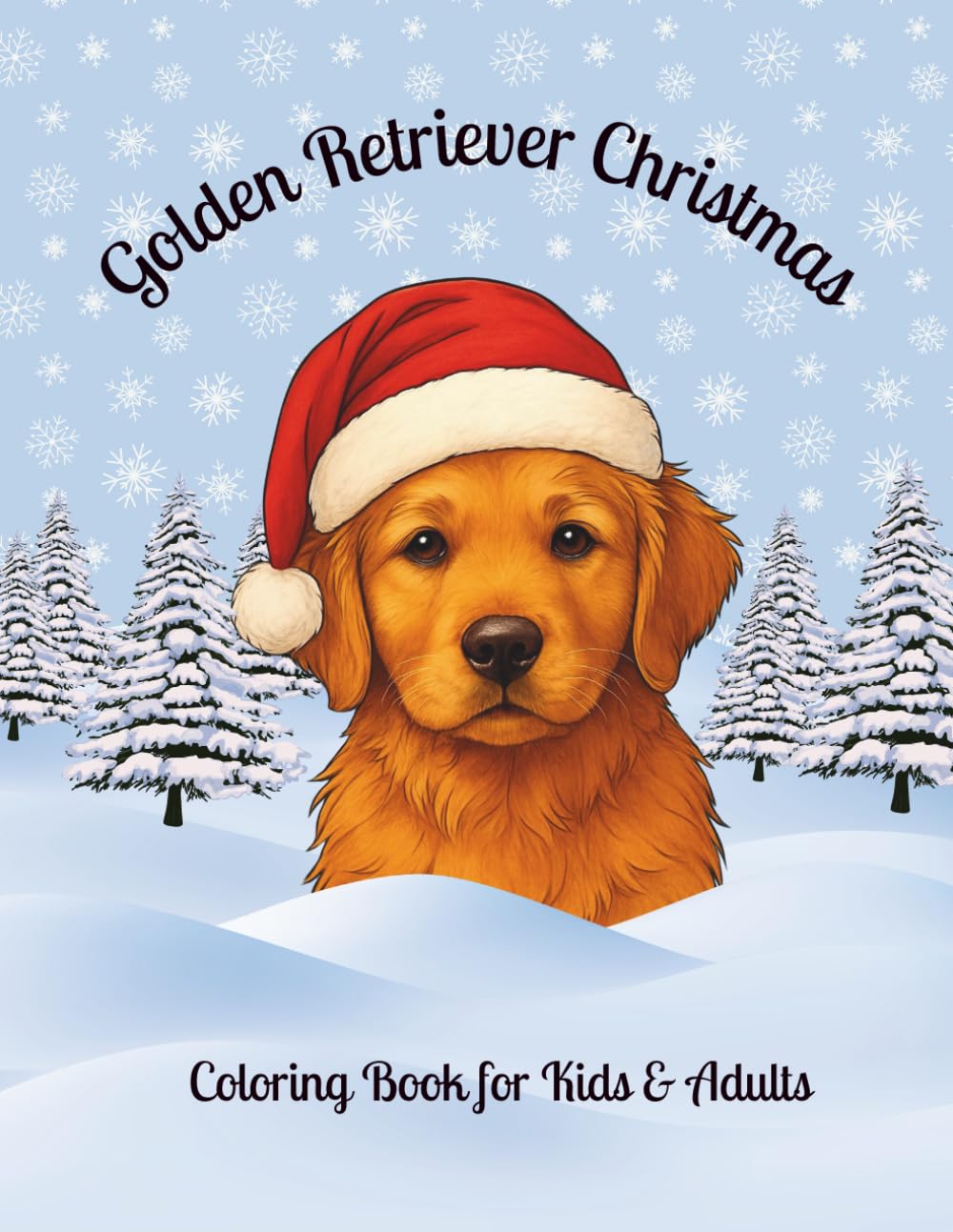 Golden Retriever Christmas: Coloring book for kids & adults