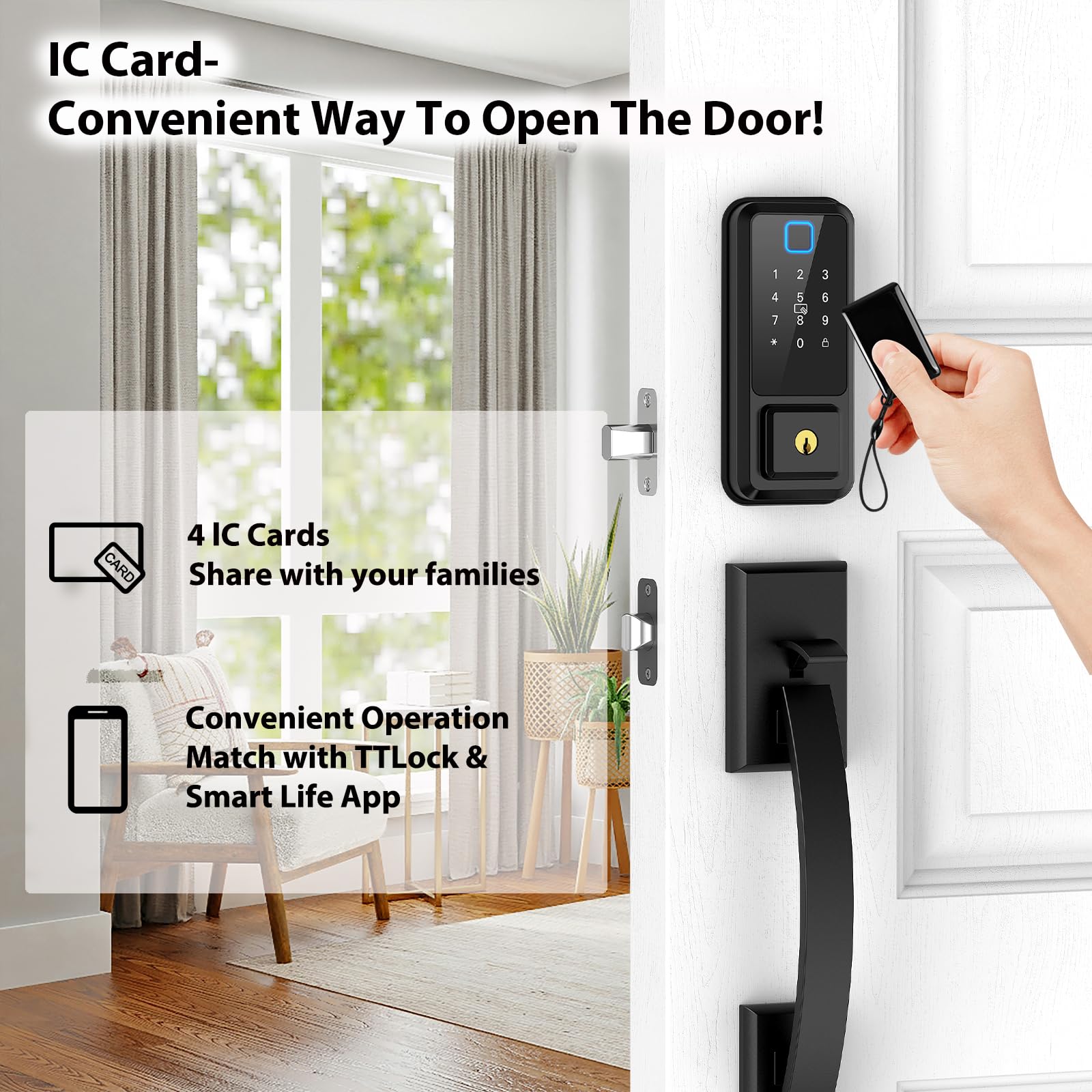 CINOP 4-Pack RFID IC Key Cards - 13.56MHz Key Fobs For Smart Door Locks (TTLock, Tuya, Next Lock) - View #6