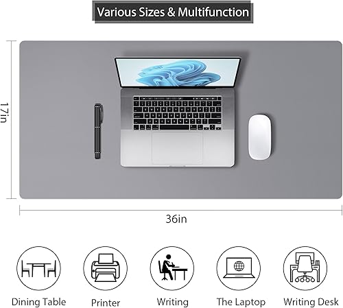 Miniatura 2 de Alfombrilla protectora de escritorio para mouse, alfombrilla grande de piel sintética para escritorio de oficina, antideslizante para teclado y