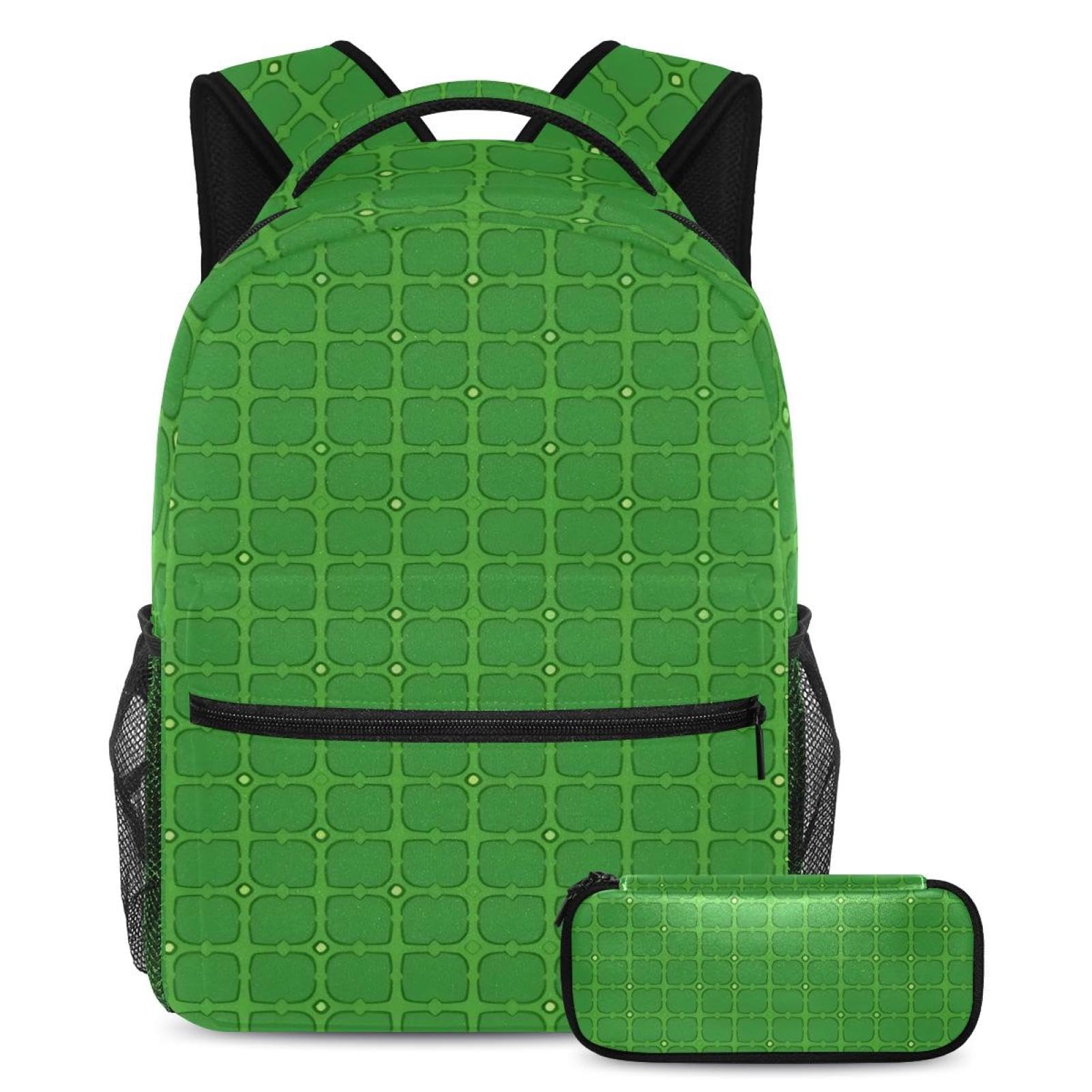 Sac à dos confortable vert et multicolore avec trousse pour éviter le mal de dos - 7