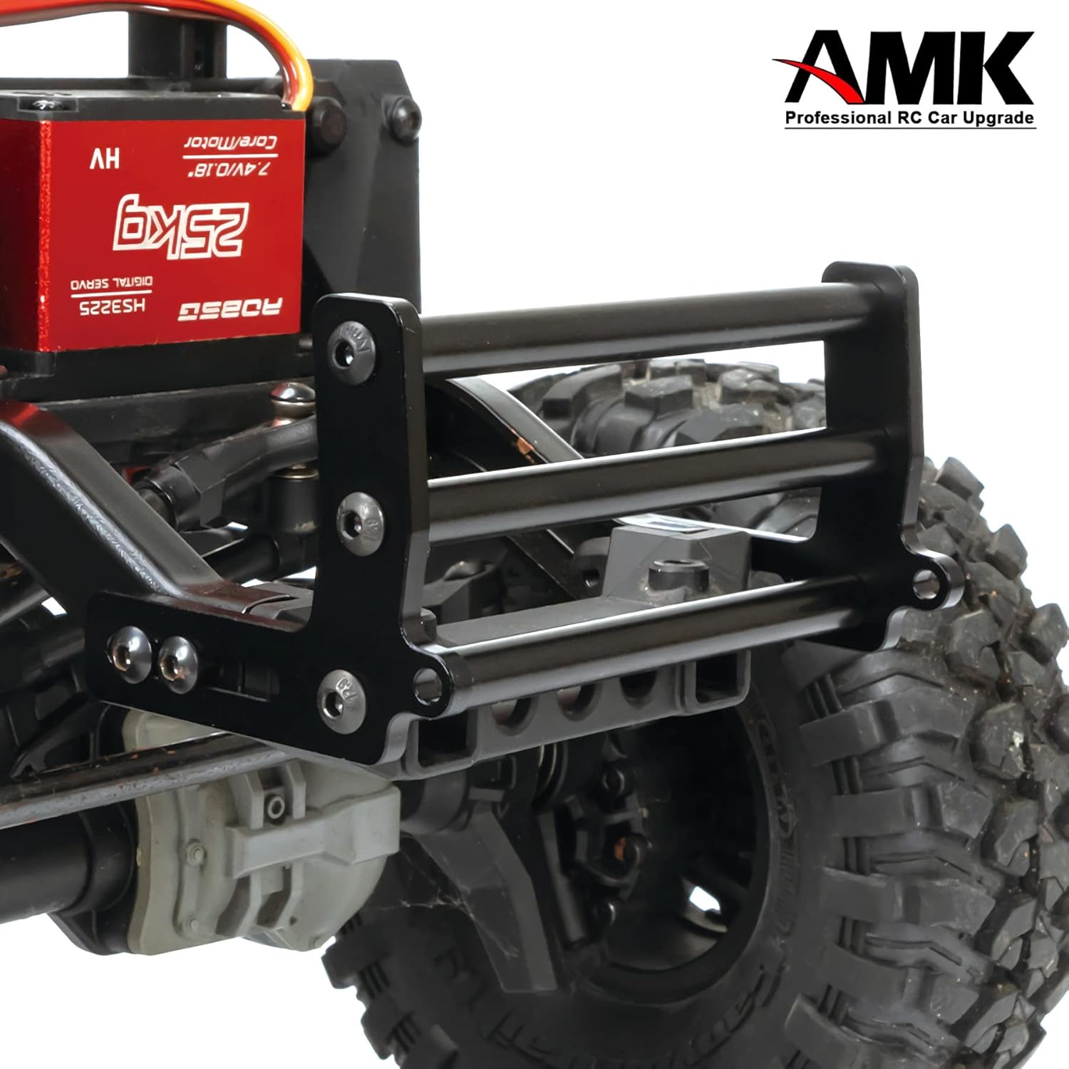 RC Front Bumper, Aluminum Alloy Front Bumper, RC Car Metal Front Bumper for 1/10 RC Car Crawler Chassis Gspeed LCG TRX4 SCX10 Dodge Power Wagon Cliffhanger Body Shell Accessory Parts (Black)