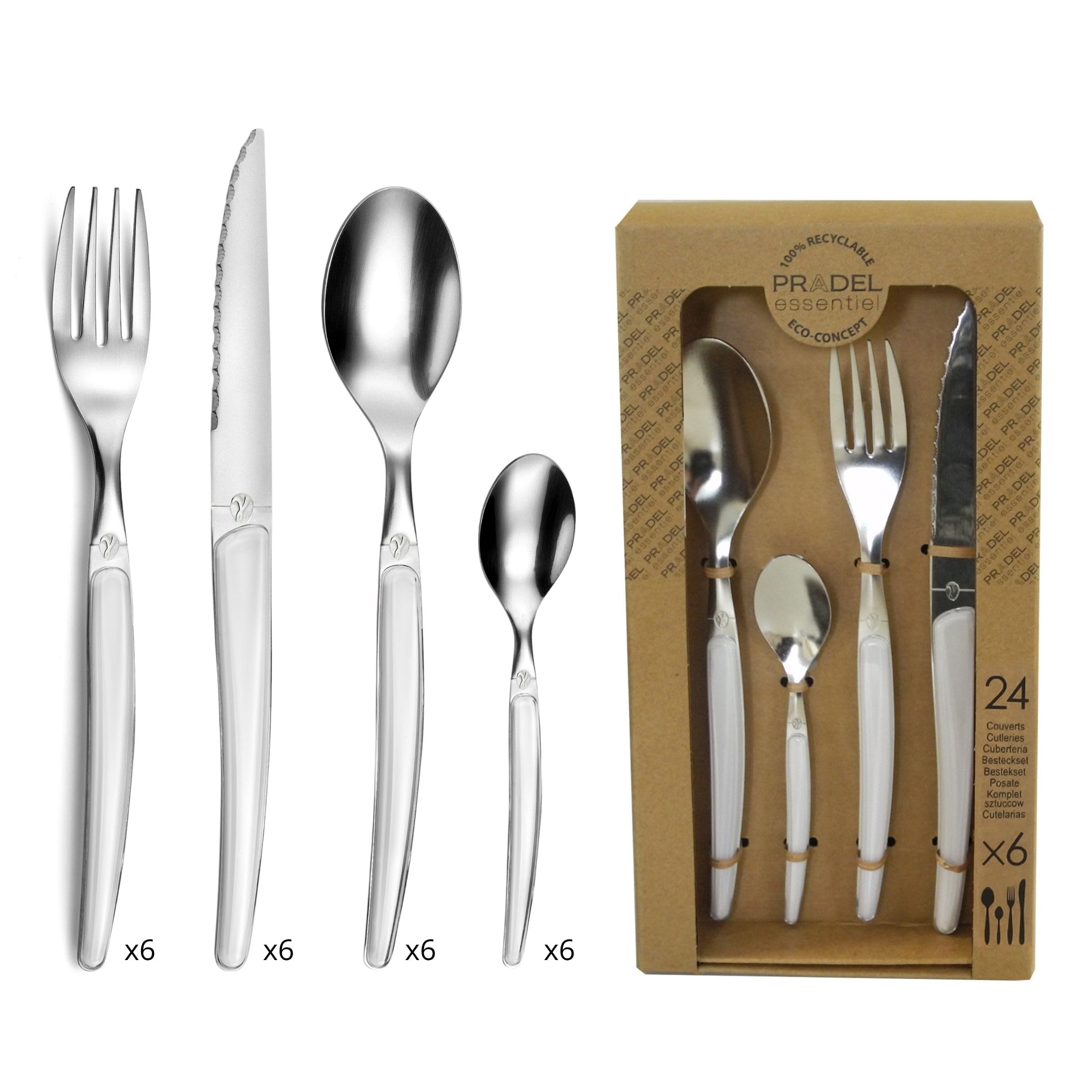 Ménagère 24 couverts de table blanche pour repas de famille Gamma