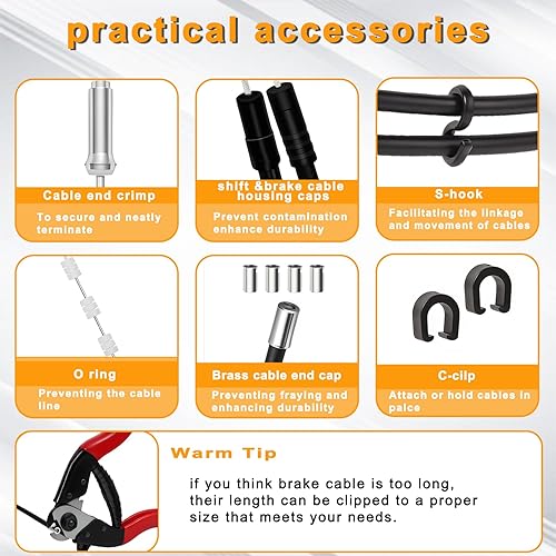Miniatura 5 de Cortador de alambre de acero inoxidable, kit de carcasa de cable de cambio y freno de bicicleta, línea de transmisión de bicicleta estándar
