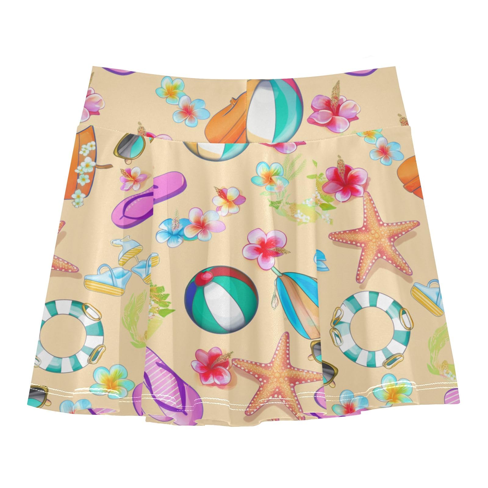 CHIFIGNO Summer Beach Pink Flip Flops Little Girls Athletic Skirts Pleated Workout Tennis Skort Kids Sport Skorts with Shorts Size 5-6