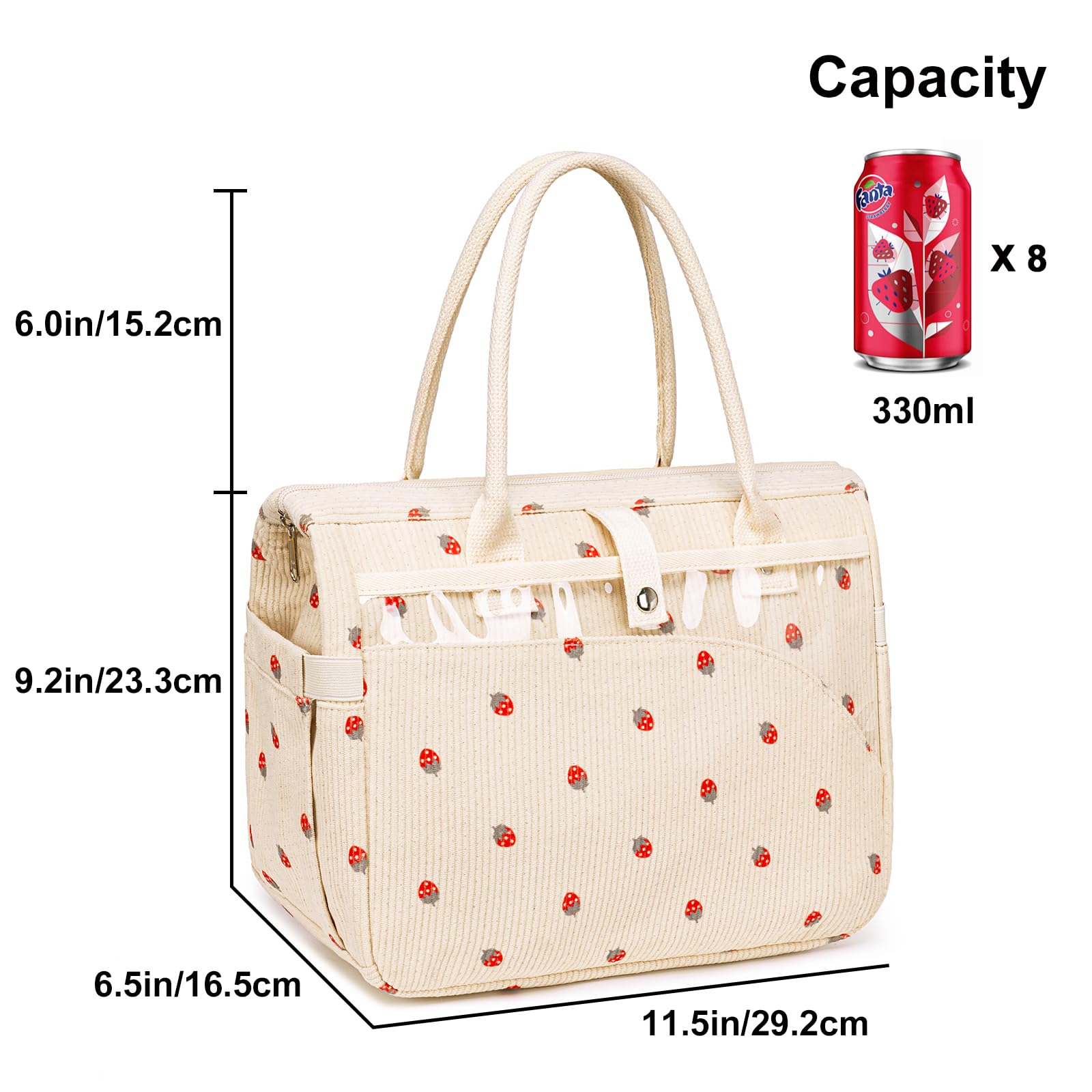 BTOOP Lunch Box for Women Insulated Lunch Bag Cute Corduroy Lunchbox Adults Small Lunch Tote Bags Reusable Cooler for Work Office Picnic Travel