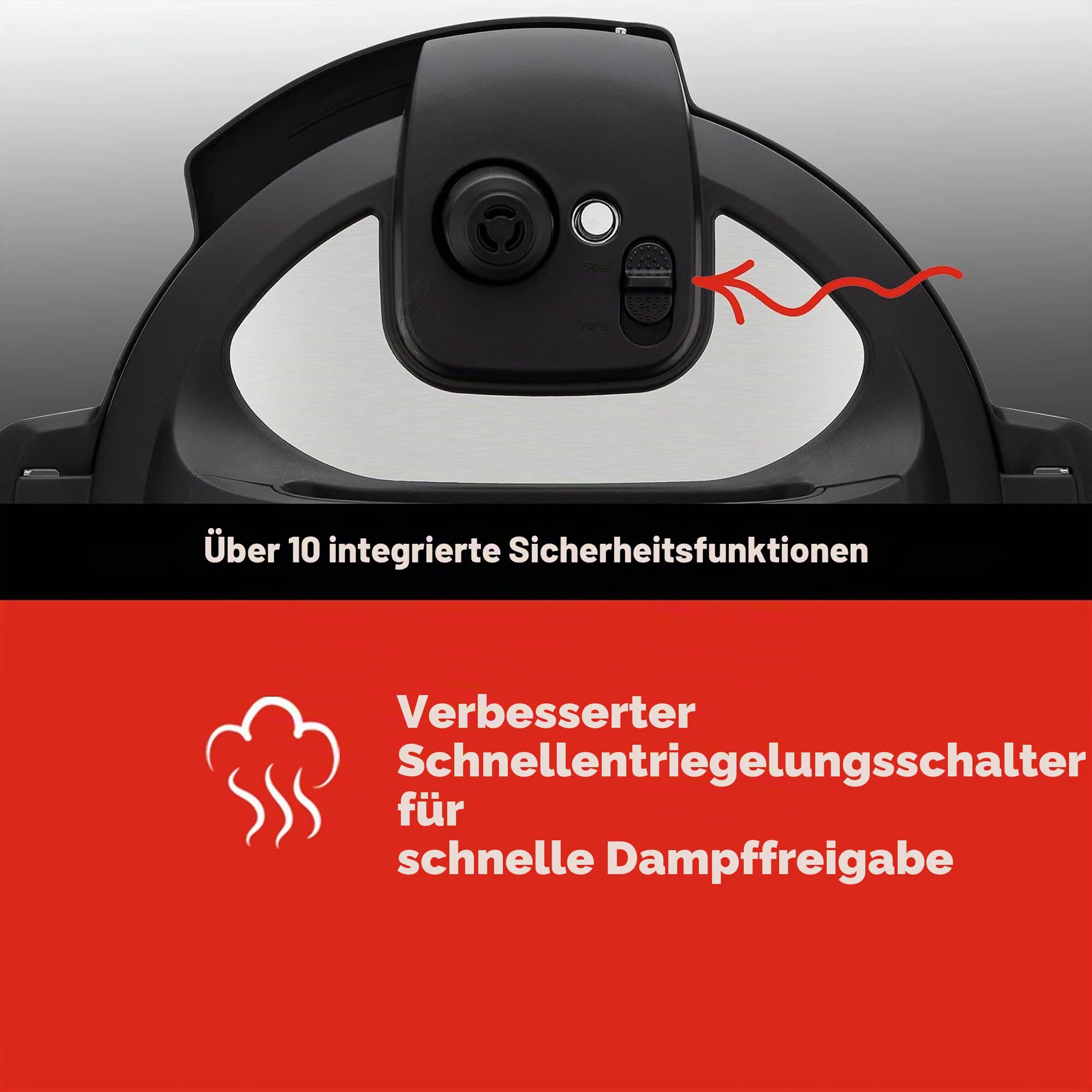 Instant Pot Elektrischer Schnellkochtopf DUO PLUS 5.7L Edelstahl 15 intelligente Programme Reiskocher Schongarer Dampfgarer