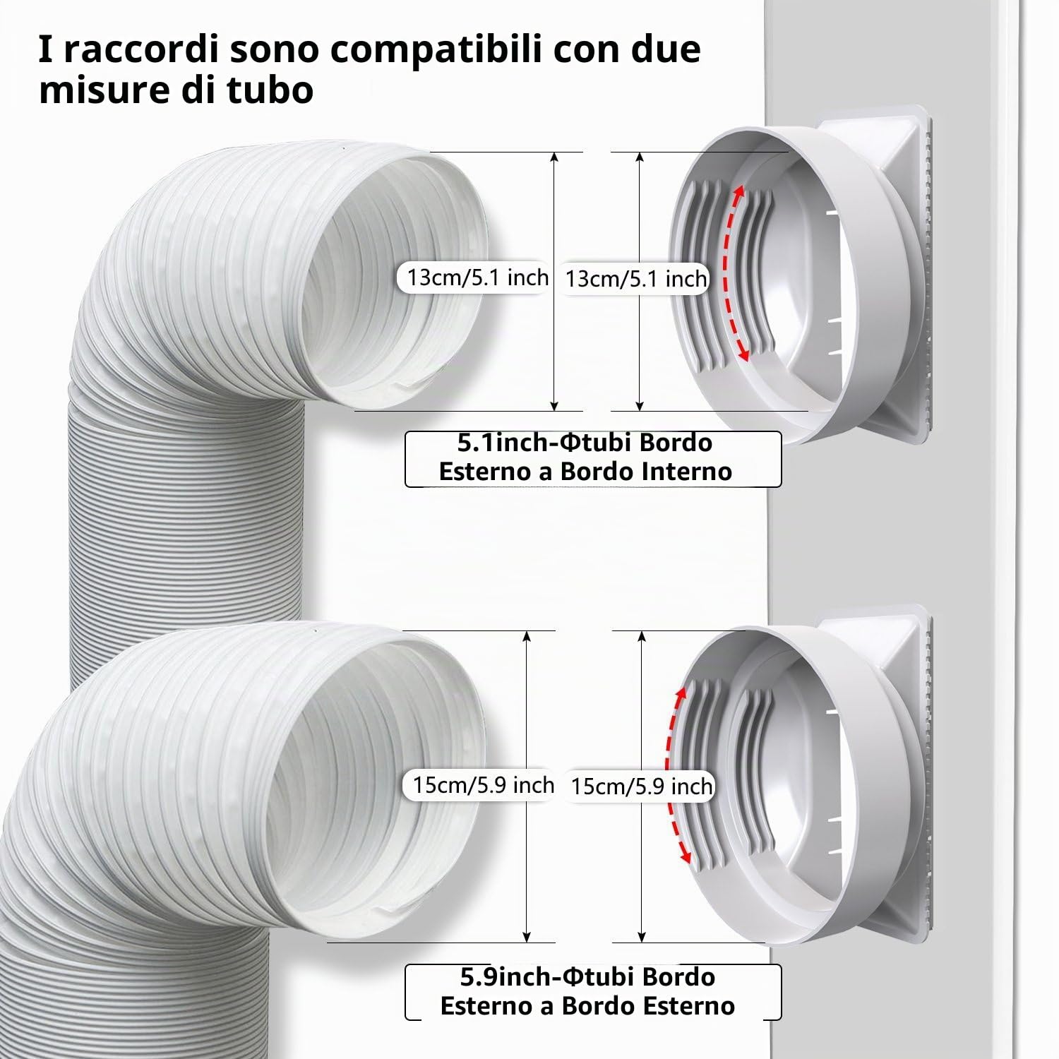 Kit aria condizionata per finestra scorrevole, lunghezza massima regolabile da 64,7 a 119 cm, 3 piastre di tenuta universale, adatto per tubo di scarico da 15 cm