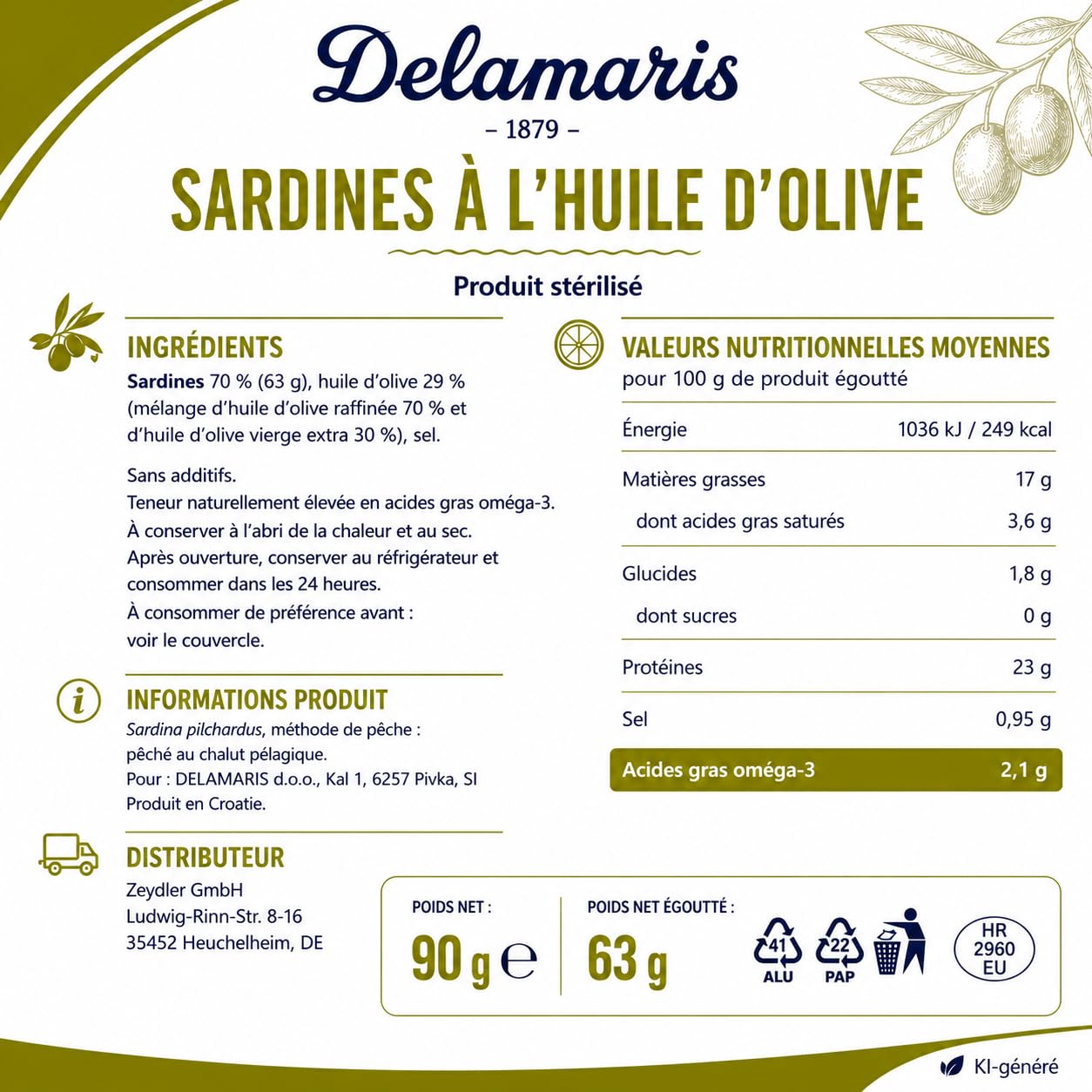Sardinen in Olivenöl 20x90g 20er-Pack Glutenfrei Omega-3-Fettsäuren