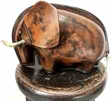 鴻池製作所　マンモス　象　貯金箱　革製品 No.7768「ヌメ革の貯金箱〈マンモス〉：鴻池製作所」SOLD