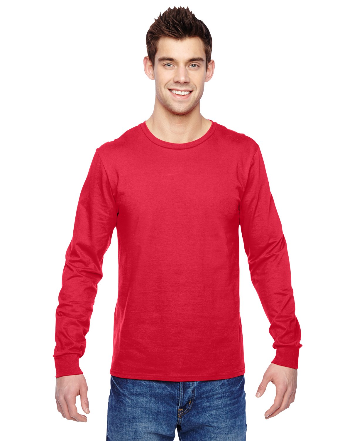 Fruit Of The Loom Mens Sofspun Long Sleeve T-Shirt, 3XL, Fiery Red