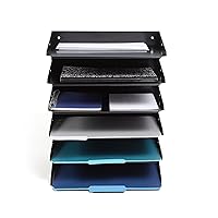 Vista 3 de Huron Organizador de archivos de acero con 6 compartimentos, negro (HASZ0157)