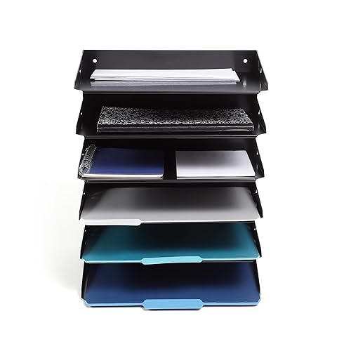 Miniatura 3 de Huron Organizador de archivos de acero con 6 compartimentos, negro (HASZ0157)