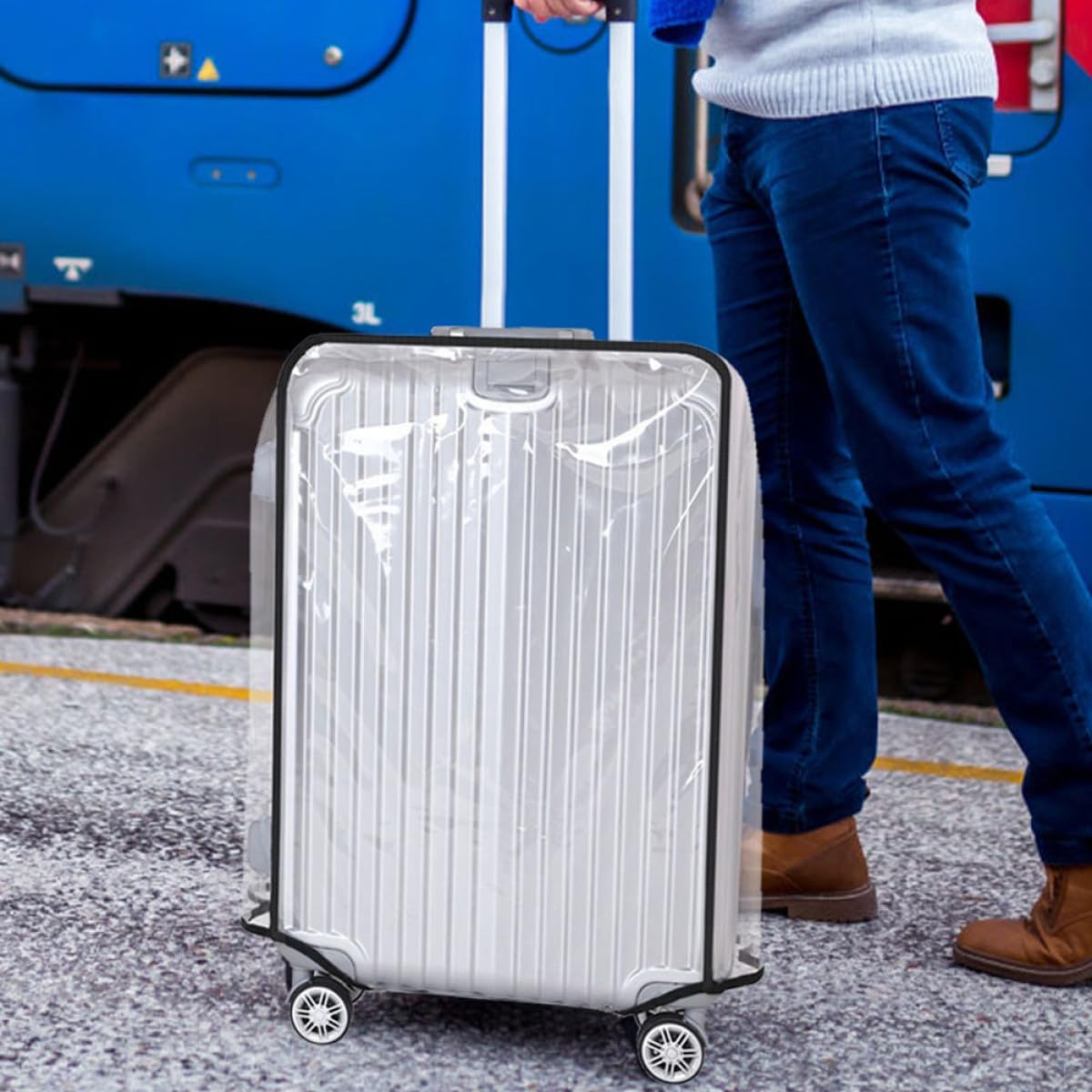 Alipis Set da 3 Coperture Protettive per Valigia in Pvc Spesso, Resistente All'usura, Design Trasparente Forma Delicata per Accessori da Viaggio