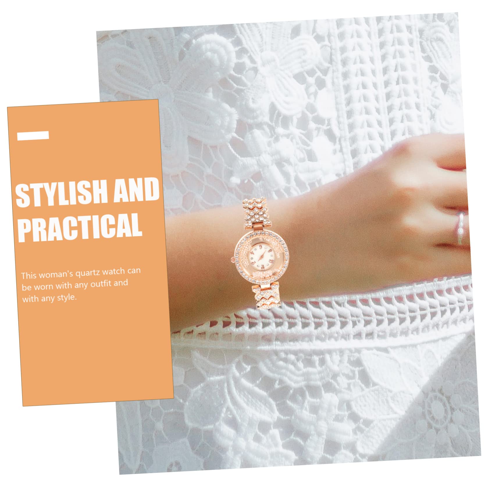 Mikikit 3stücke Damen-Armbanduhr Mit Strasssteinen Quarzuhr Für Geeignet Für Freizeit Partys Und Besondere Anlässe Leicht Und Komfortabel Roségoldenes Design