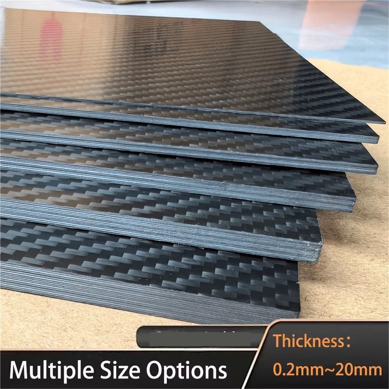 1 foglio in fibra di carbonio opaca twill 3K da 245x395 mm - pannello in materiale resistente agli urti (0,5 mm-5 mm di spessore)(4.0mm Twill Matte)